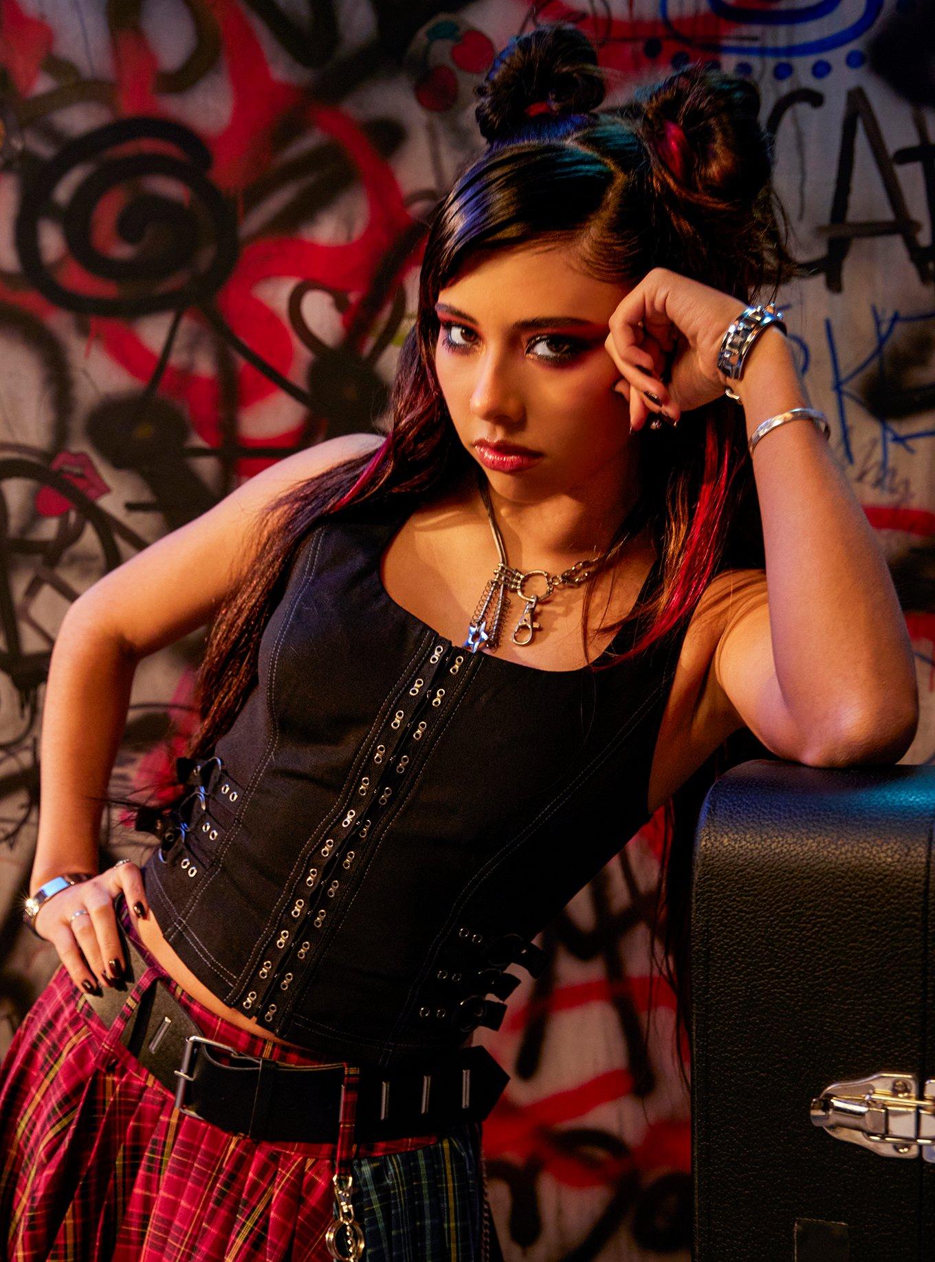 Social Collision Black Hook & Eye Girls Tank Top, , hi-res