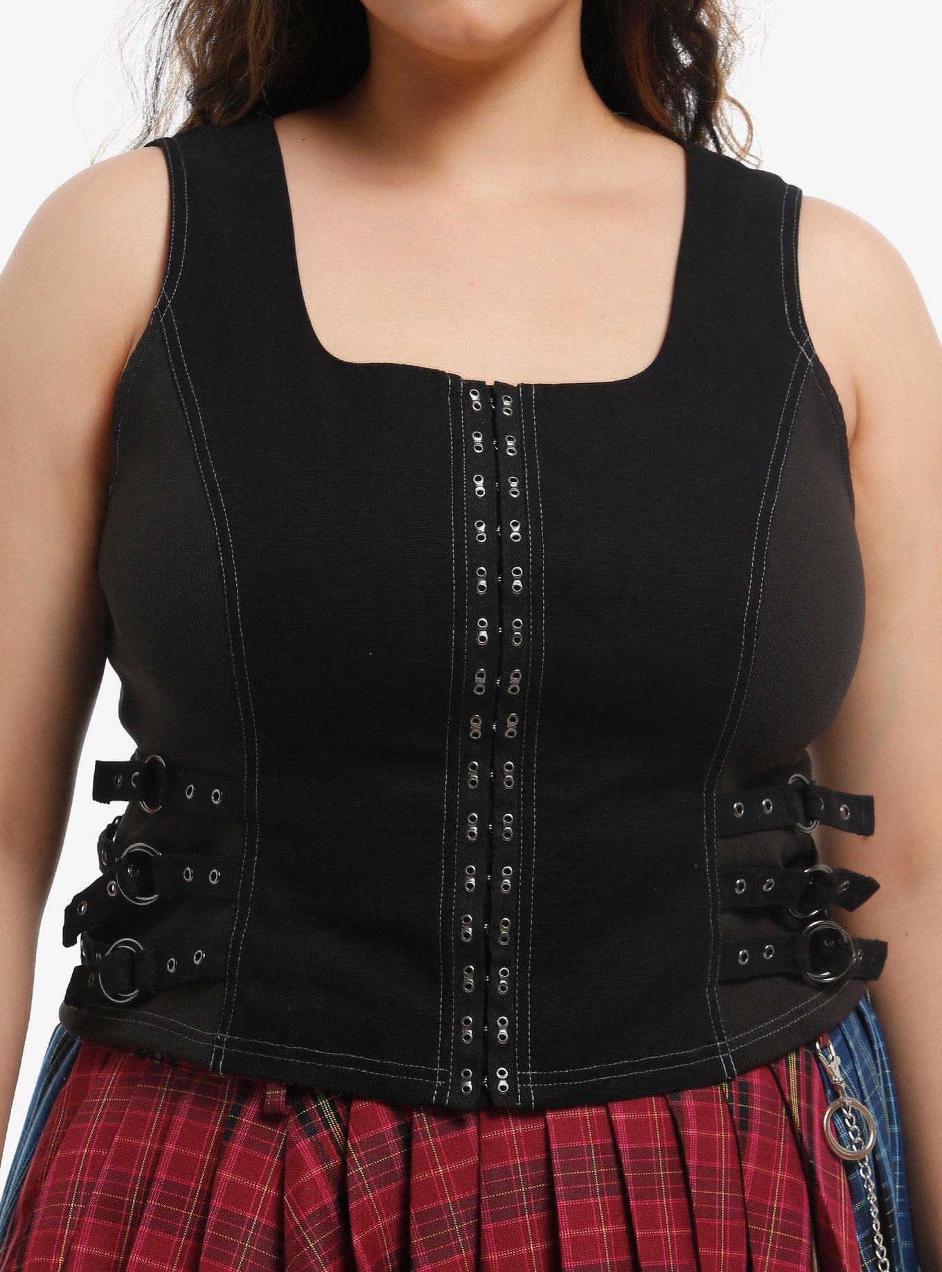 Social Collision Black Hook & Eye Girls Tank Top Plus Size, , hi-res