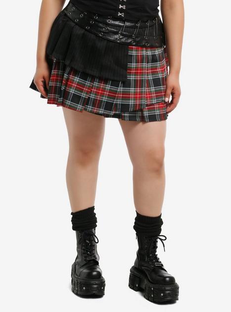 Social Collision Plaid & Pinstripe Mini Skirt Plus Size | Hot Topic