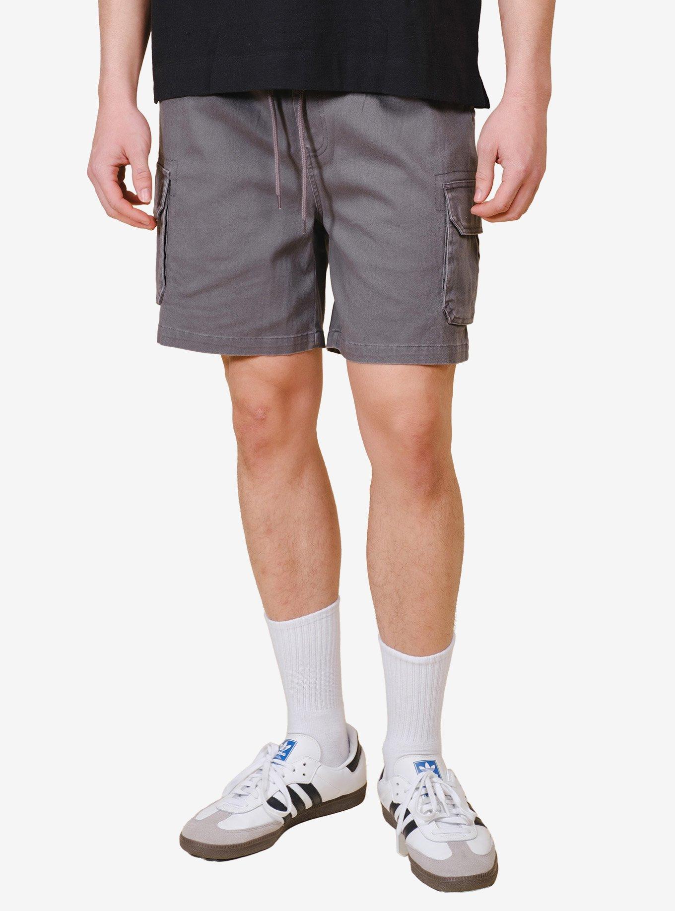 Washed Twill Cargo Short Gray, , hi-res