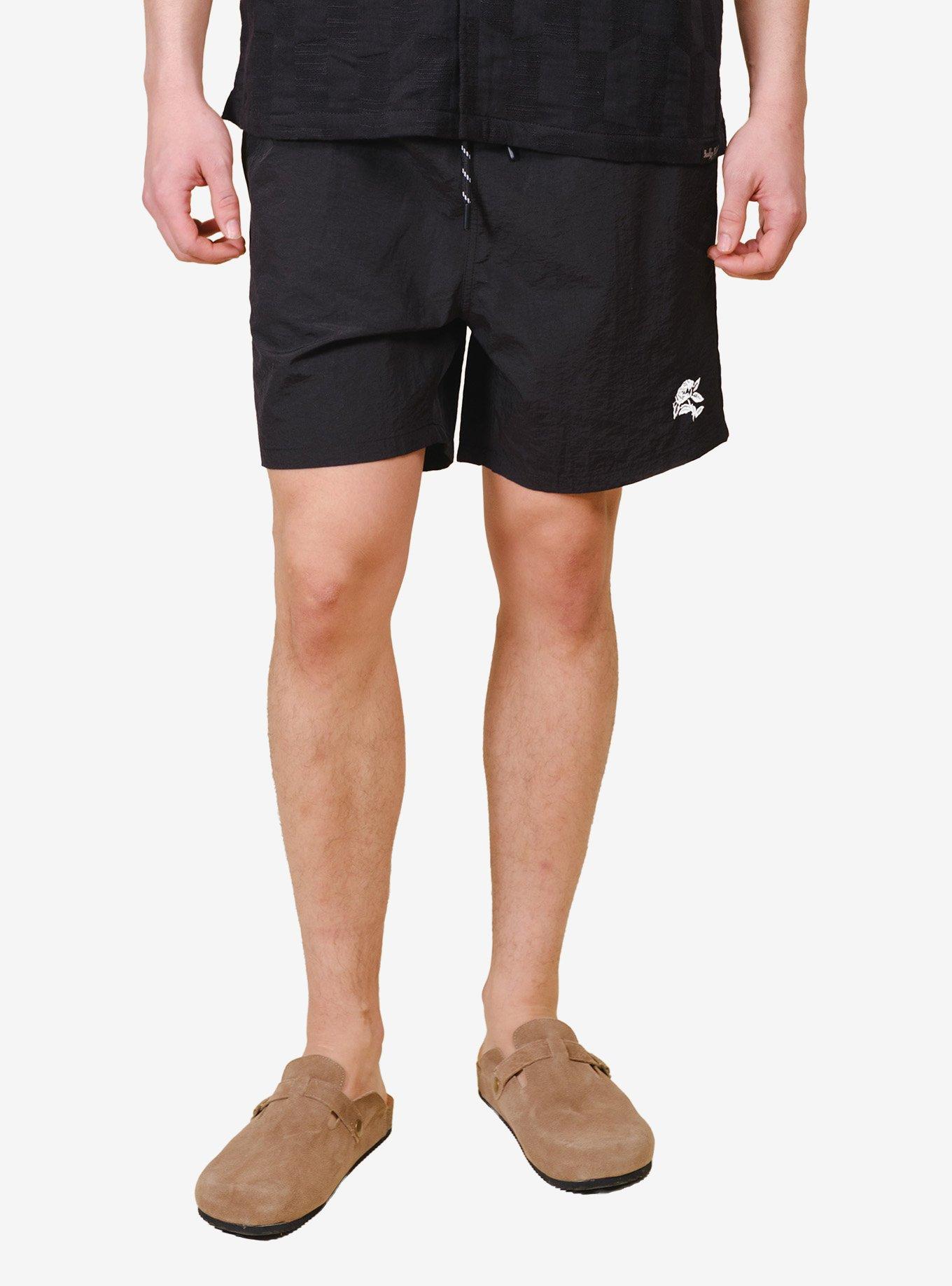 Monotone Crinkle Nylon Shorts Black, , hi-res