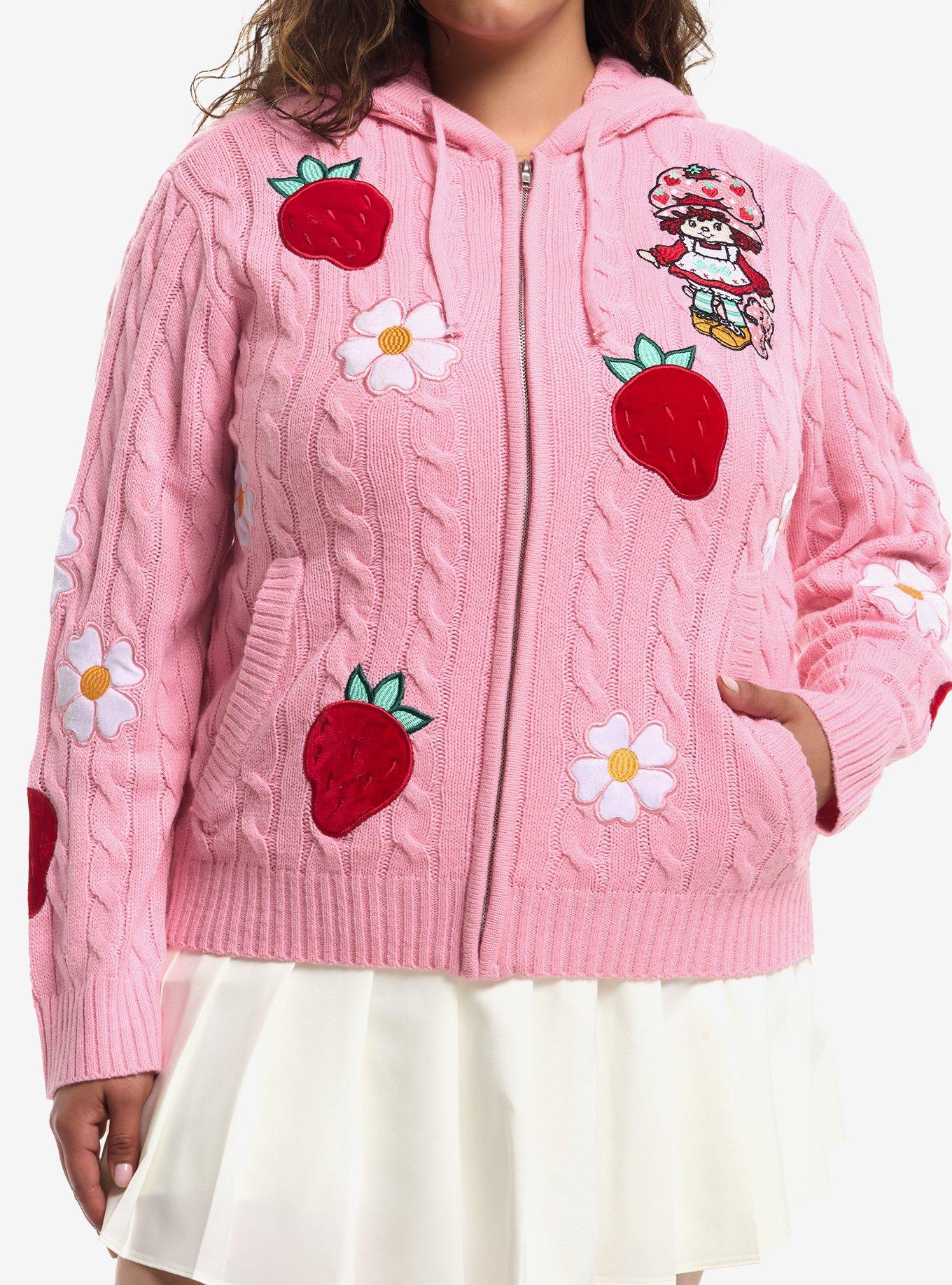 Strawberry Shortcake Patches Knit Hoodie Plus Size, , hi-res