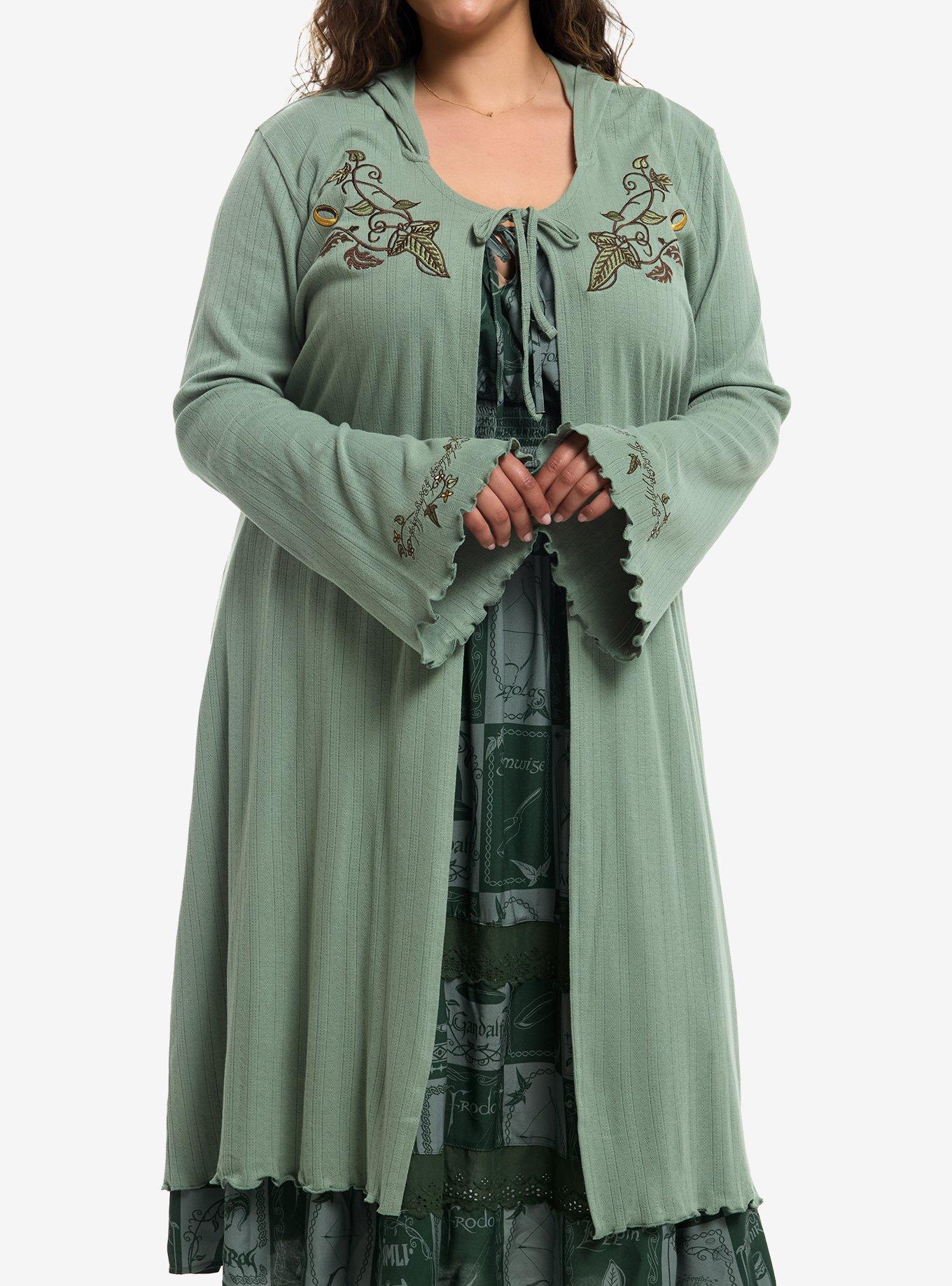 The Lord Of The Rings Foliage Hoodie Midi Cardigan Plus Size, , hi-res