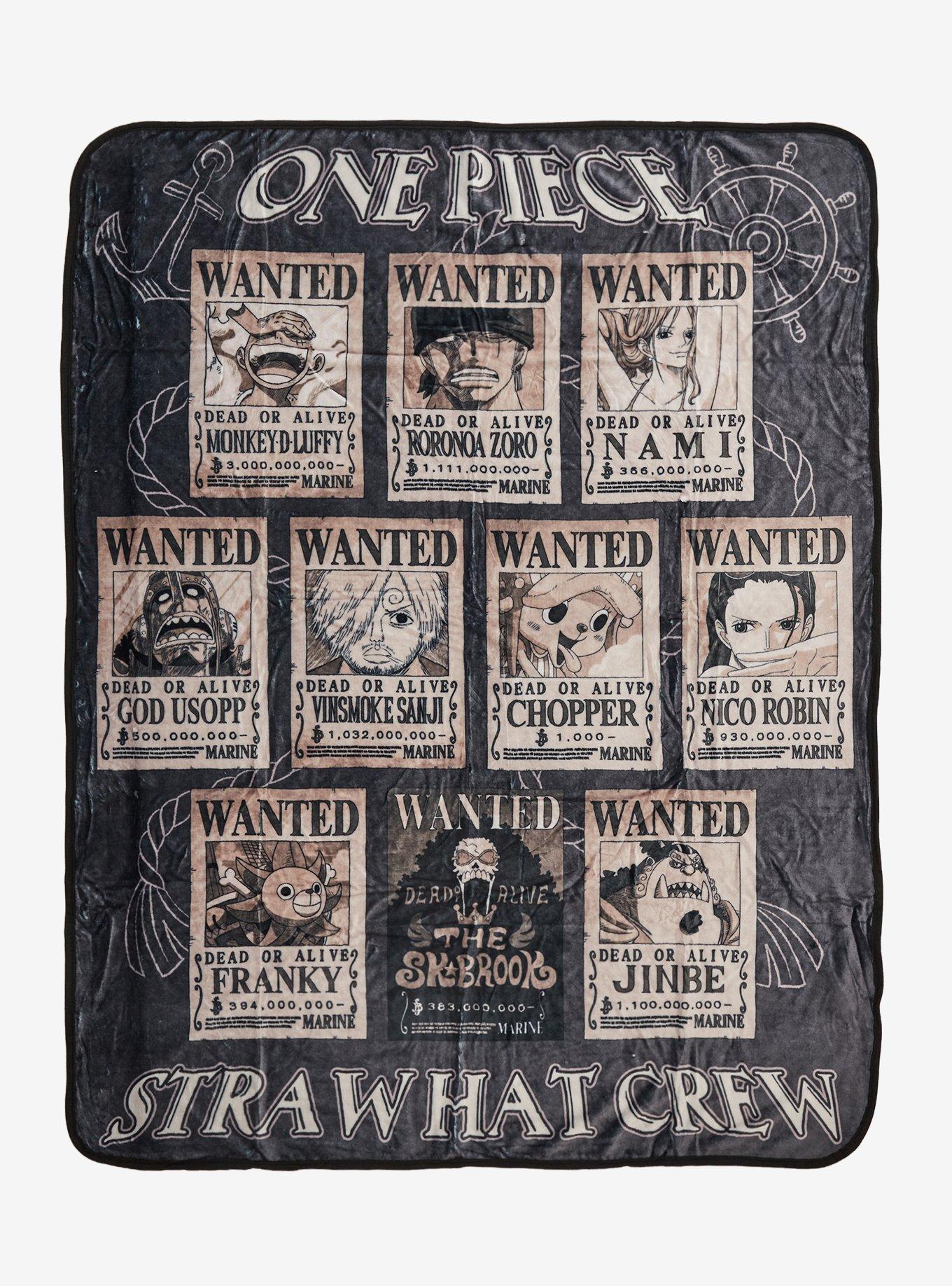 One Piece Straw Hat Crew Wanted Poster Throw Blanket, , hi-res
