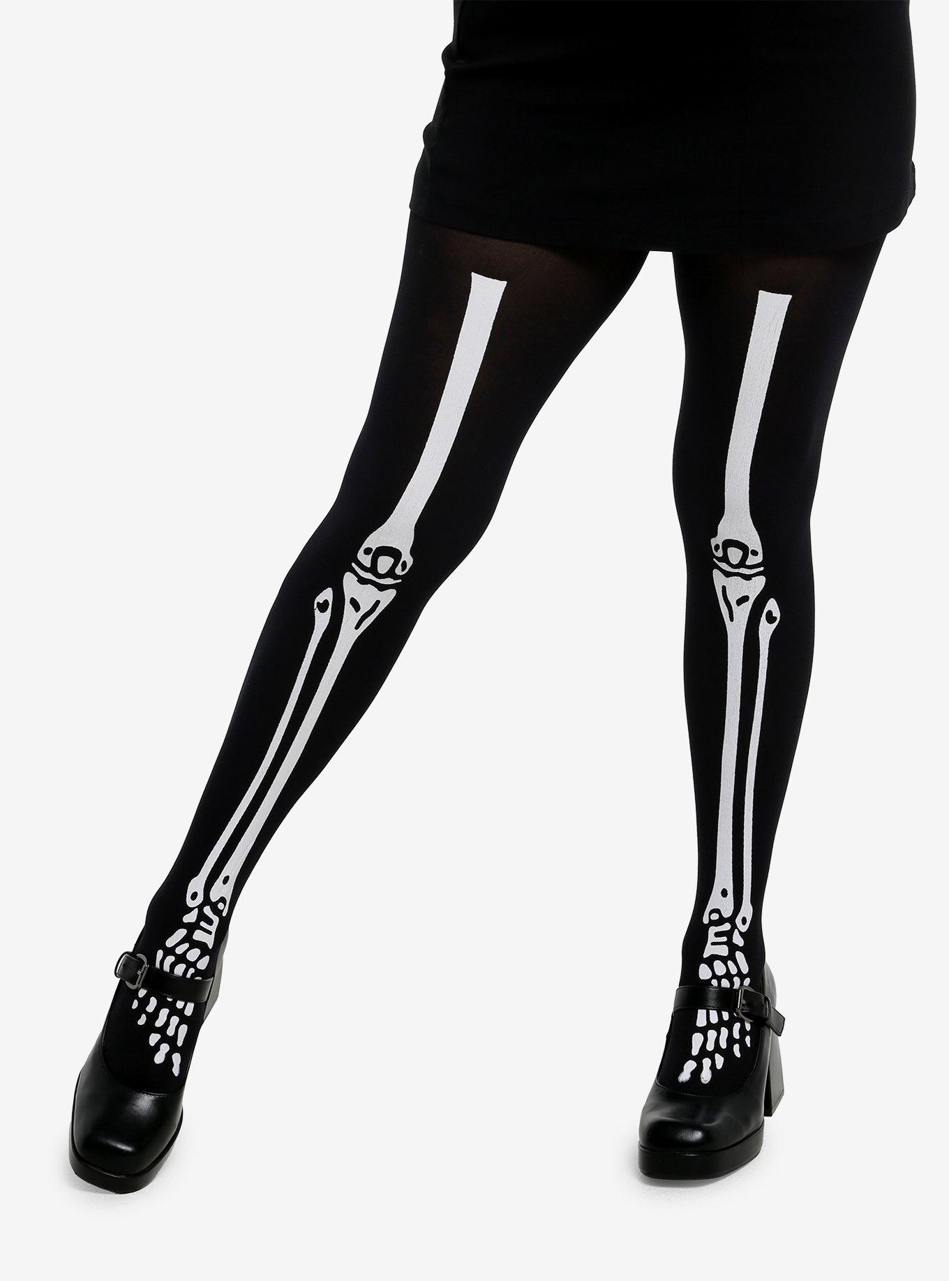 Black Skeleton Tights, , hi-res