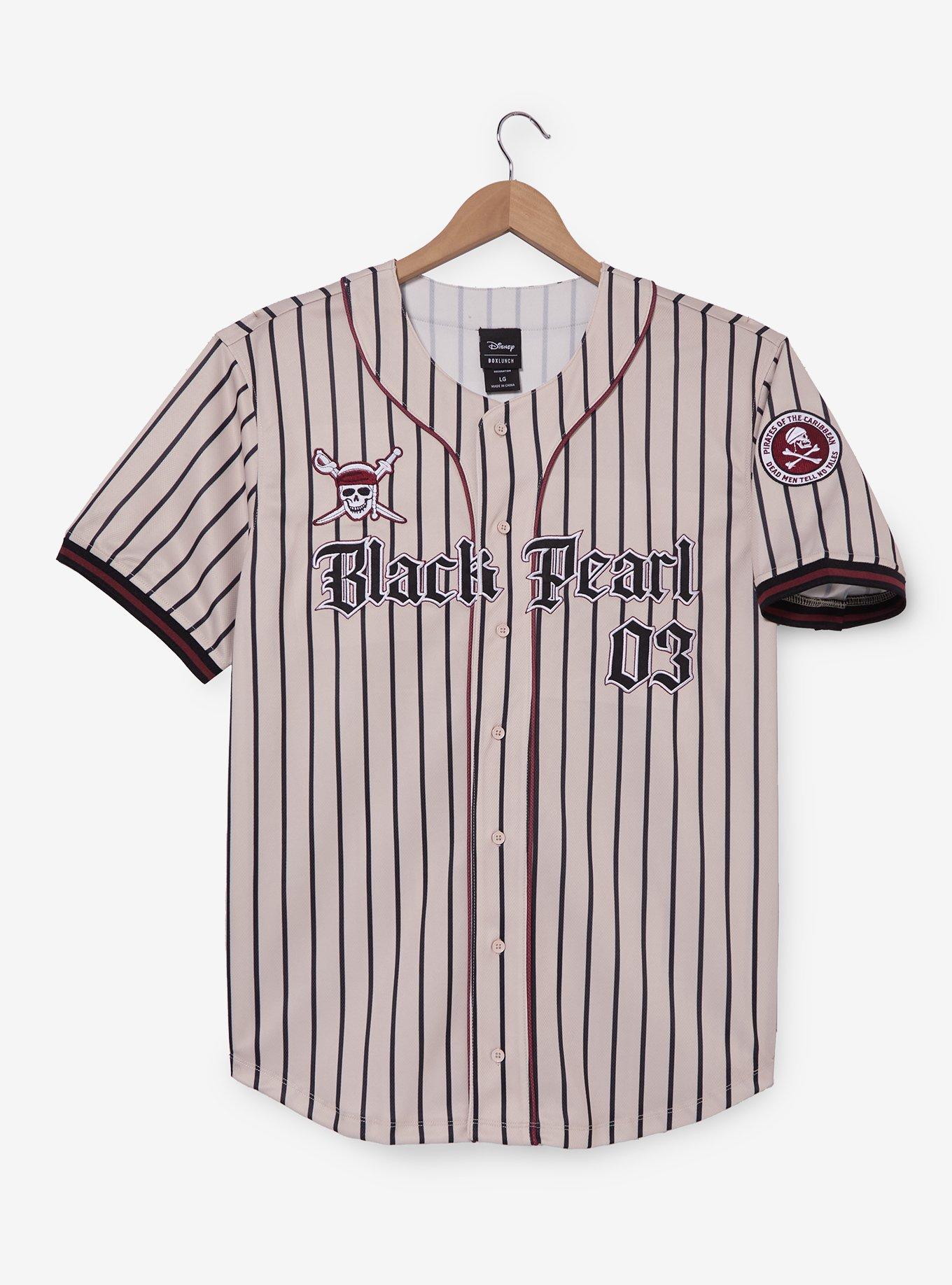 Disney Pirates of the Caribbean Jack Sparrow Black Pearl Striped Baseball Jersey - BoxLunch Exclusive, , hi-res