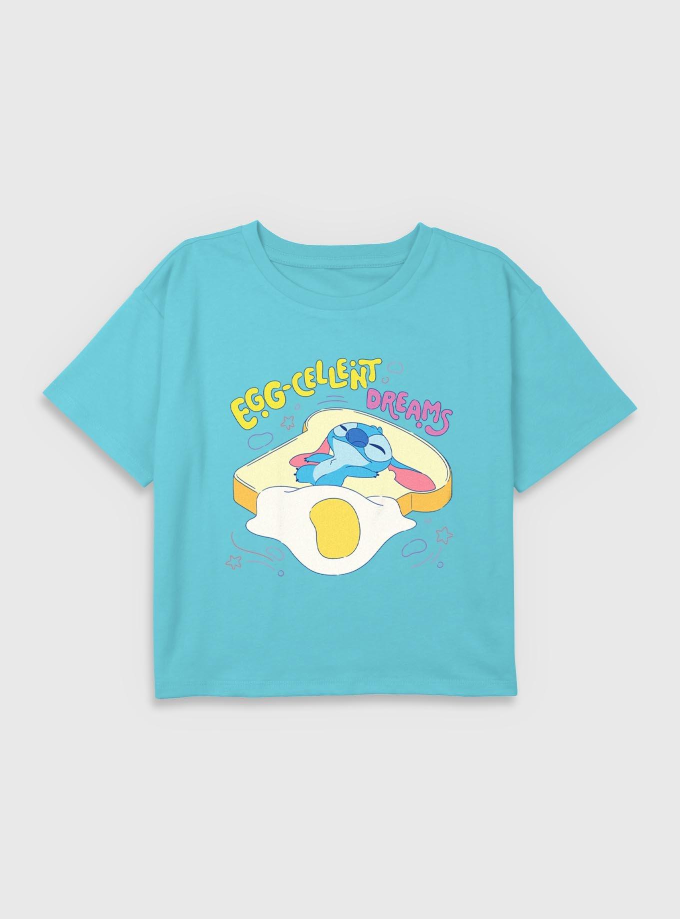 Disney Lilo & Stitch Eggcellent Dreams Stitch Youth Girls Boxy Crop T-Shirt, BLUE, hi-res