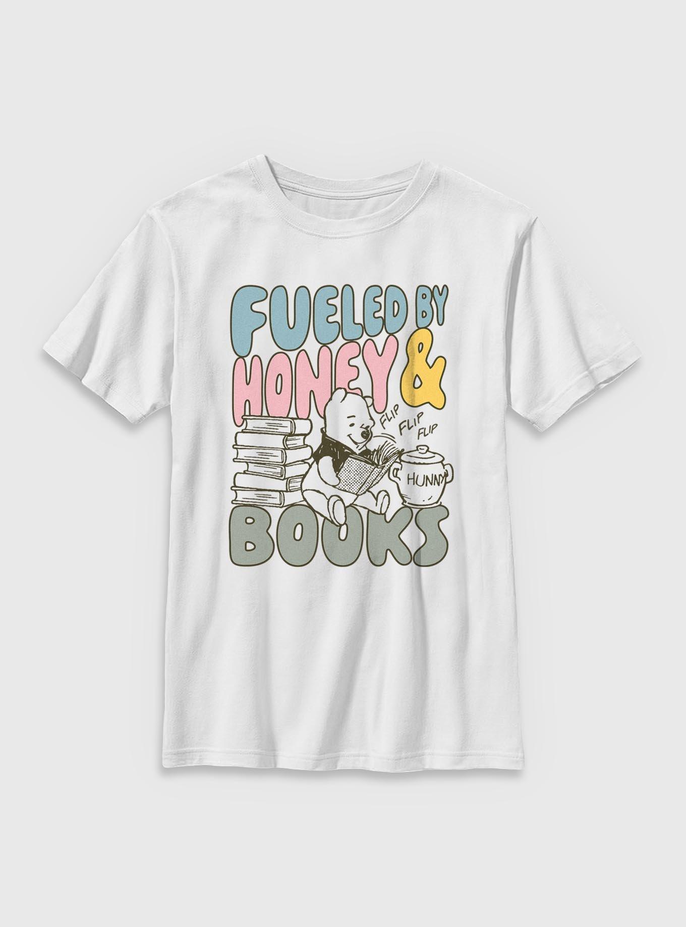Disney Winnie The Pooh Fueled By Honey And Books Youth T-Shirt, , hi-res