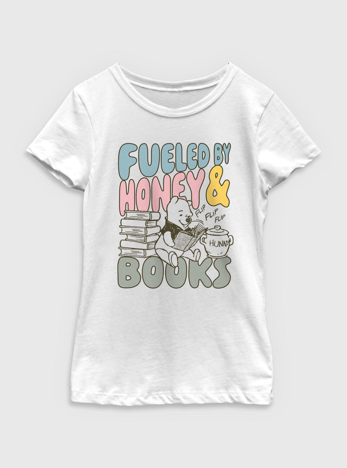Disney Winnie The Pooh Fueled By Honey And Books Youth Girls T-Shirt, , hi-res