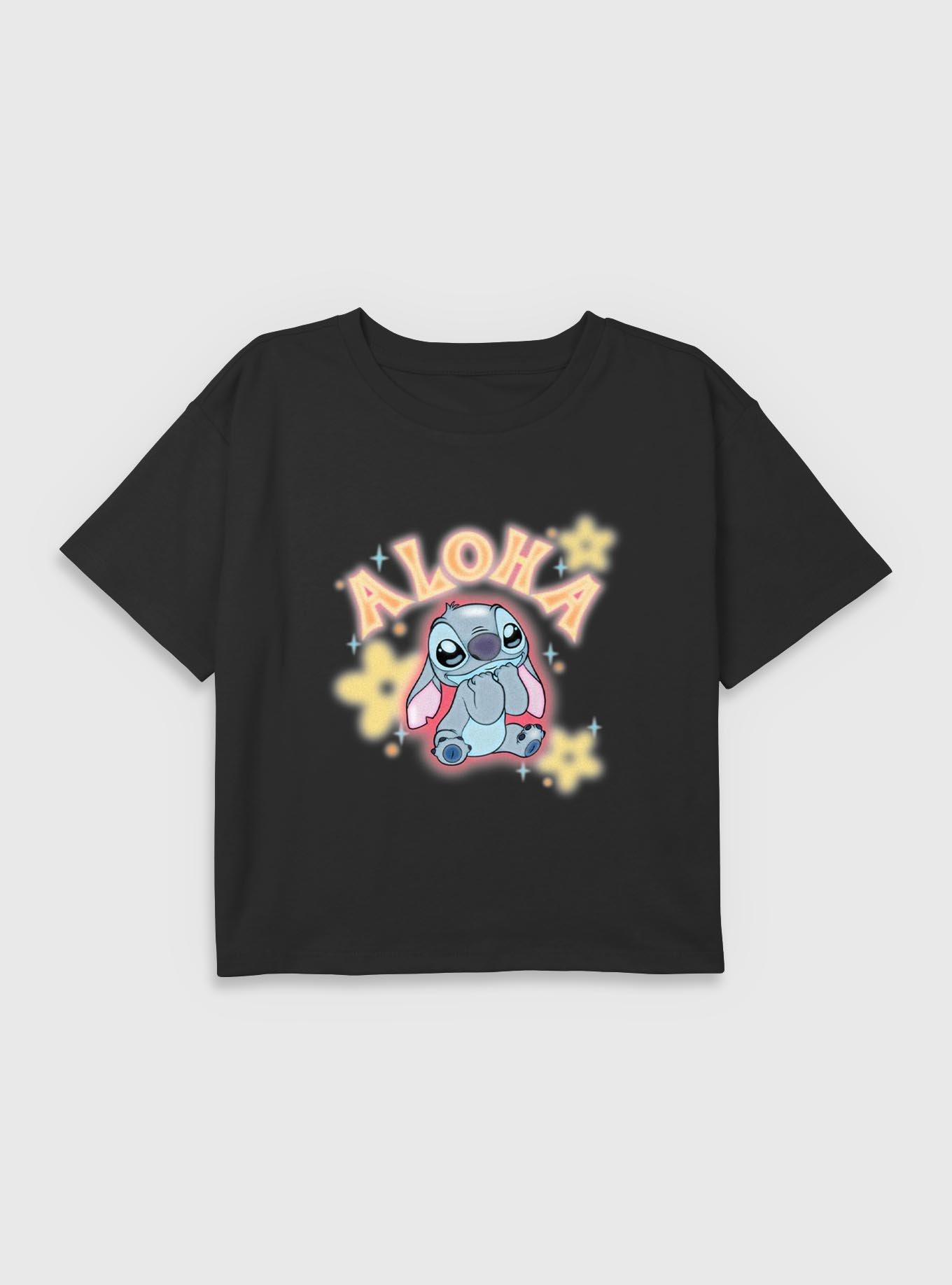 Disney Lilo & Stitch Cute Aloha Stitch Youth Girls Boxy Crop T-Shirt, , hi-res