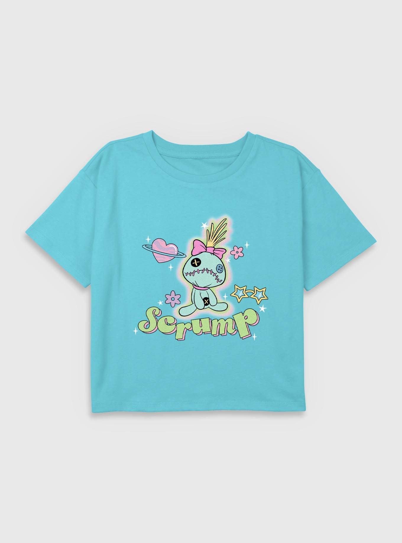 Disney Lilo & Stitch Scrump Stars Youth Girls Boxy Crop T-Shirt, BLUE, hi-res
