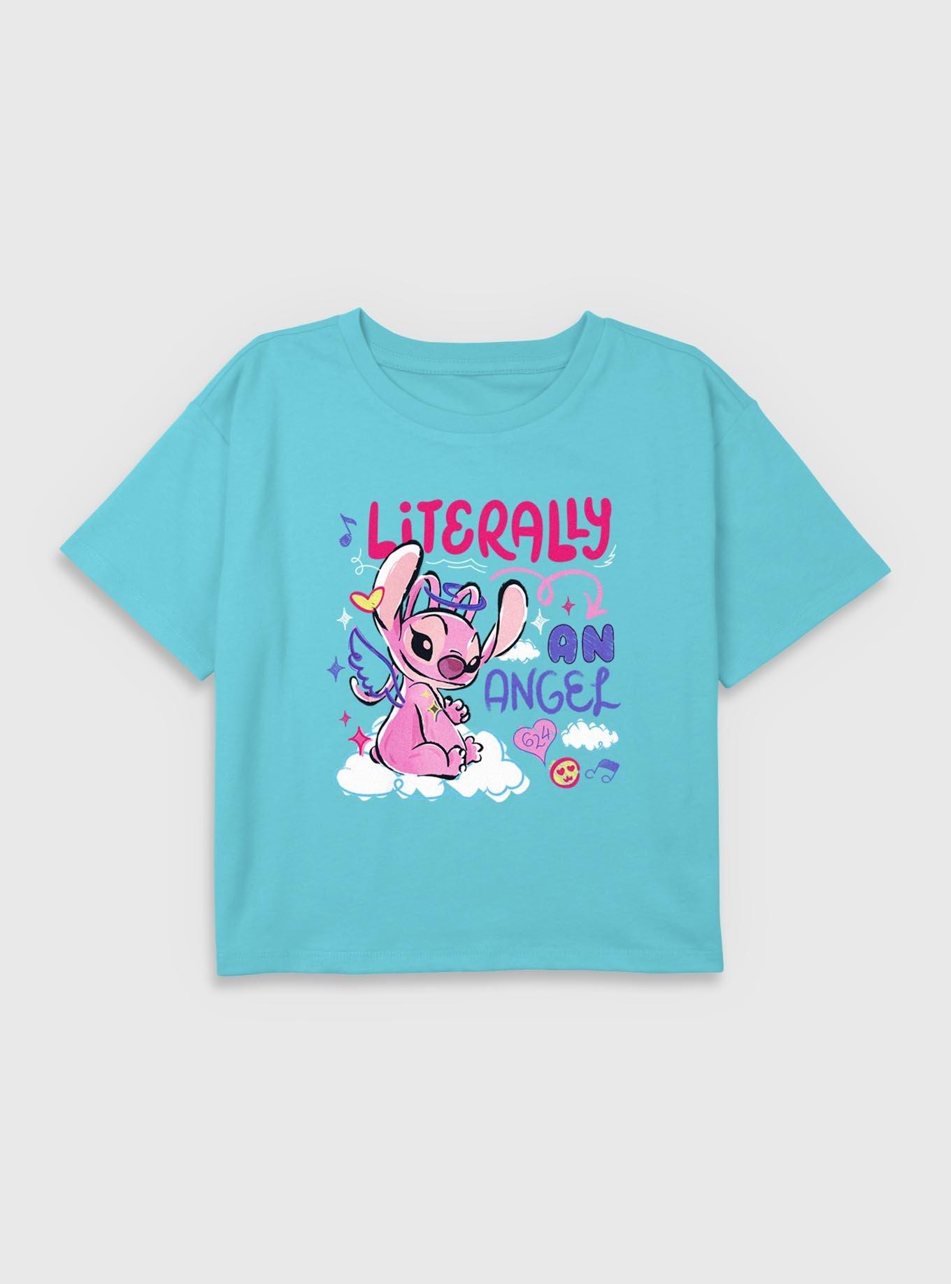 Disney Lilo & Stitch Literarlly An Angel Youth Girls Boxy Crop T-Shirt, , hi-res