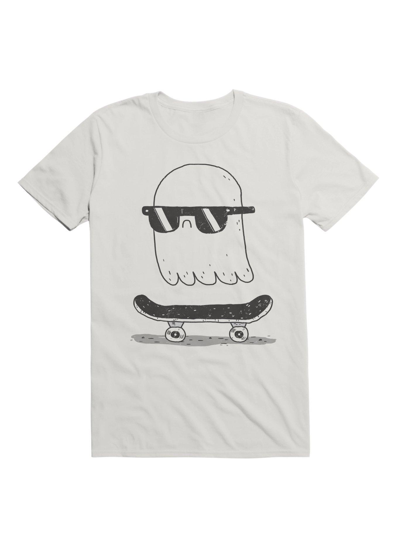 Ghost Skateboard Rider T-Shirt, WHITE, hi-res