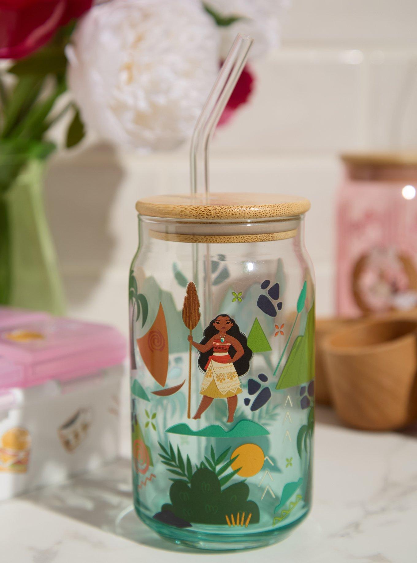 Disney Moana Icons Glass Cup with Straw &mdash; BoxLunch Exclusive, , hi-res