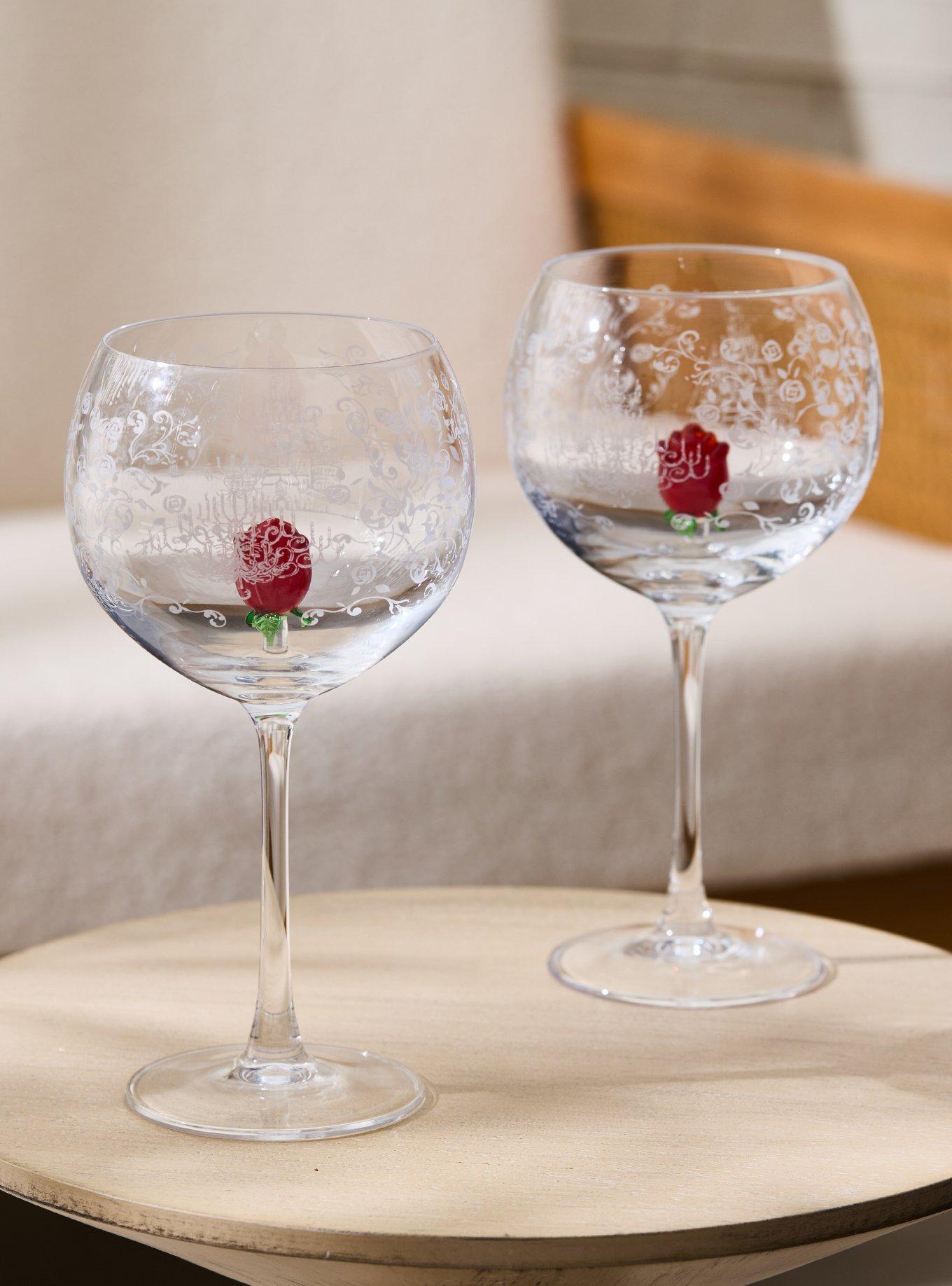 Disney Beauty and The Beast Roses Wine Glass Set - BoxLunch Exclusive