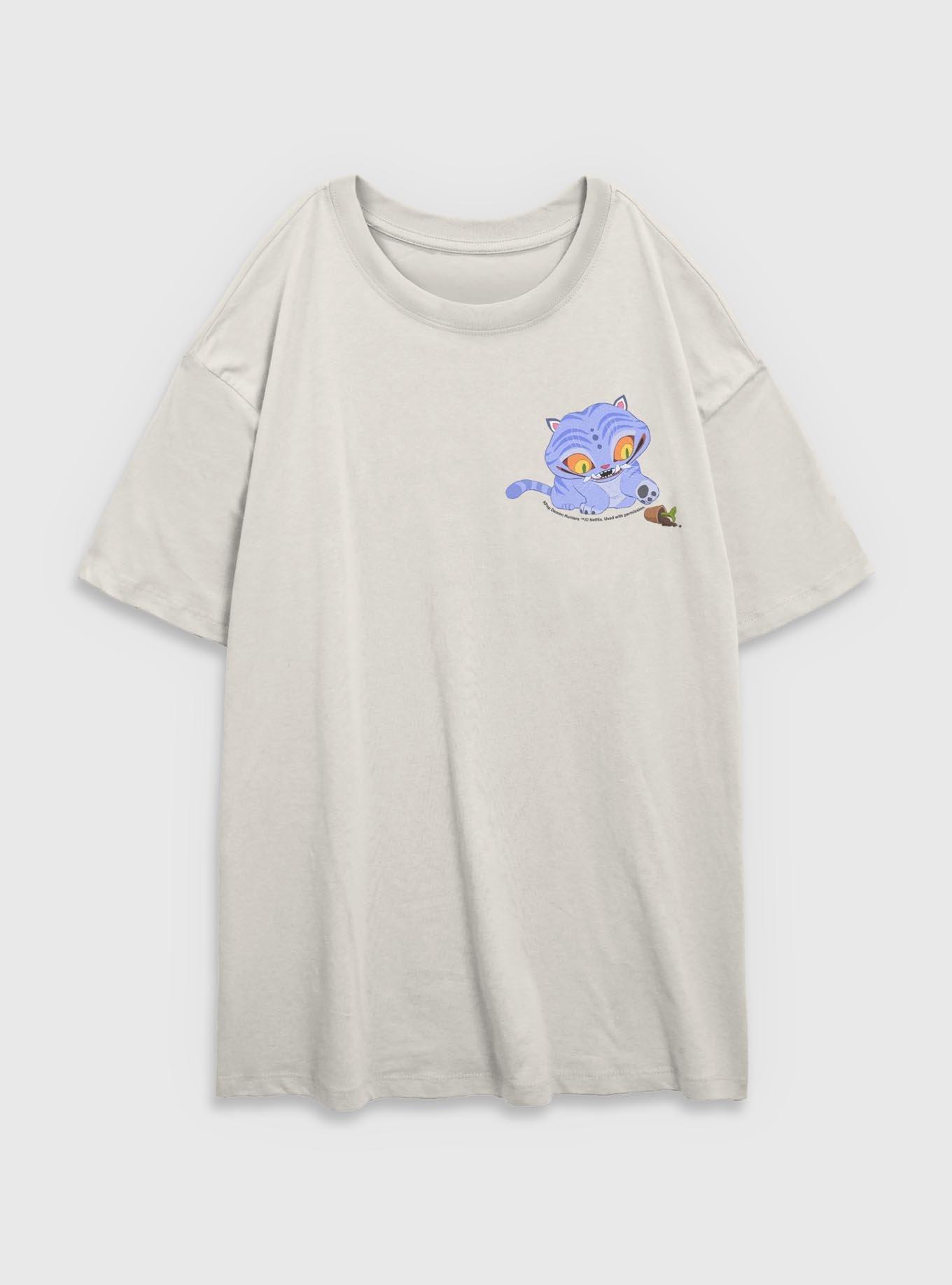 KPop Demon Hunters Chibi Derpy Tiger And Plant Corner Womens Oversized T-Shirt, , hi-res