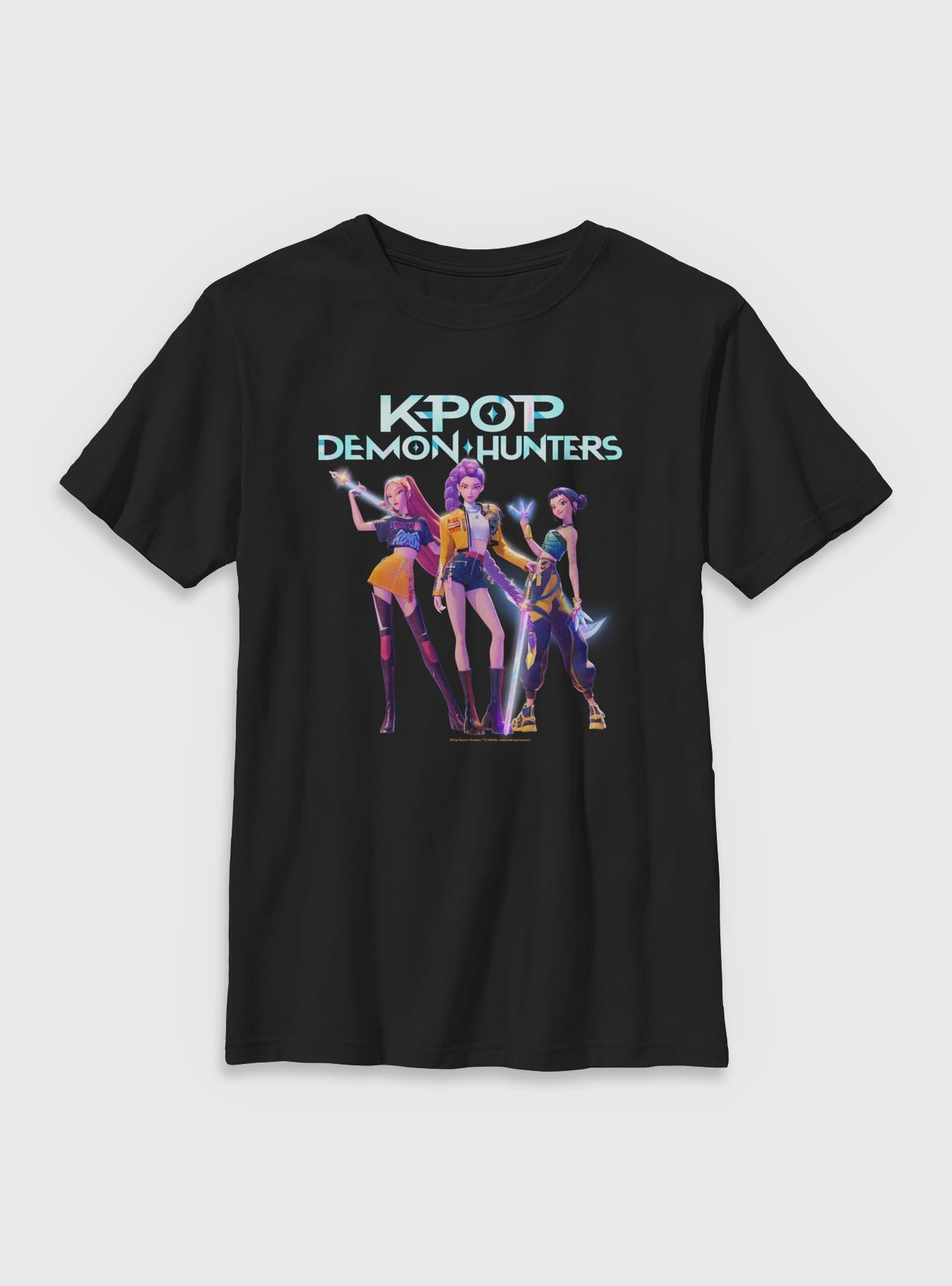 KPop Demon Hunters Huntrix Group  Youth T-Shirt, BLACK, hi-res