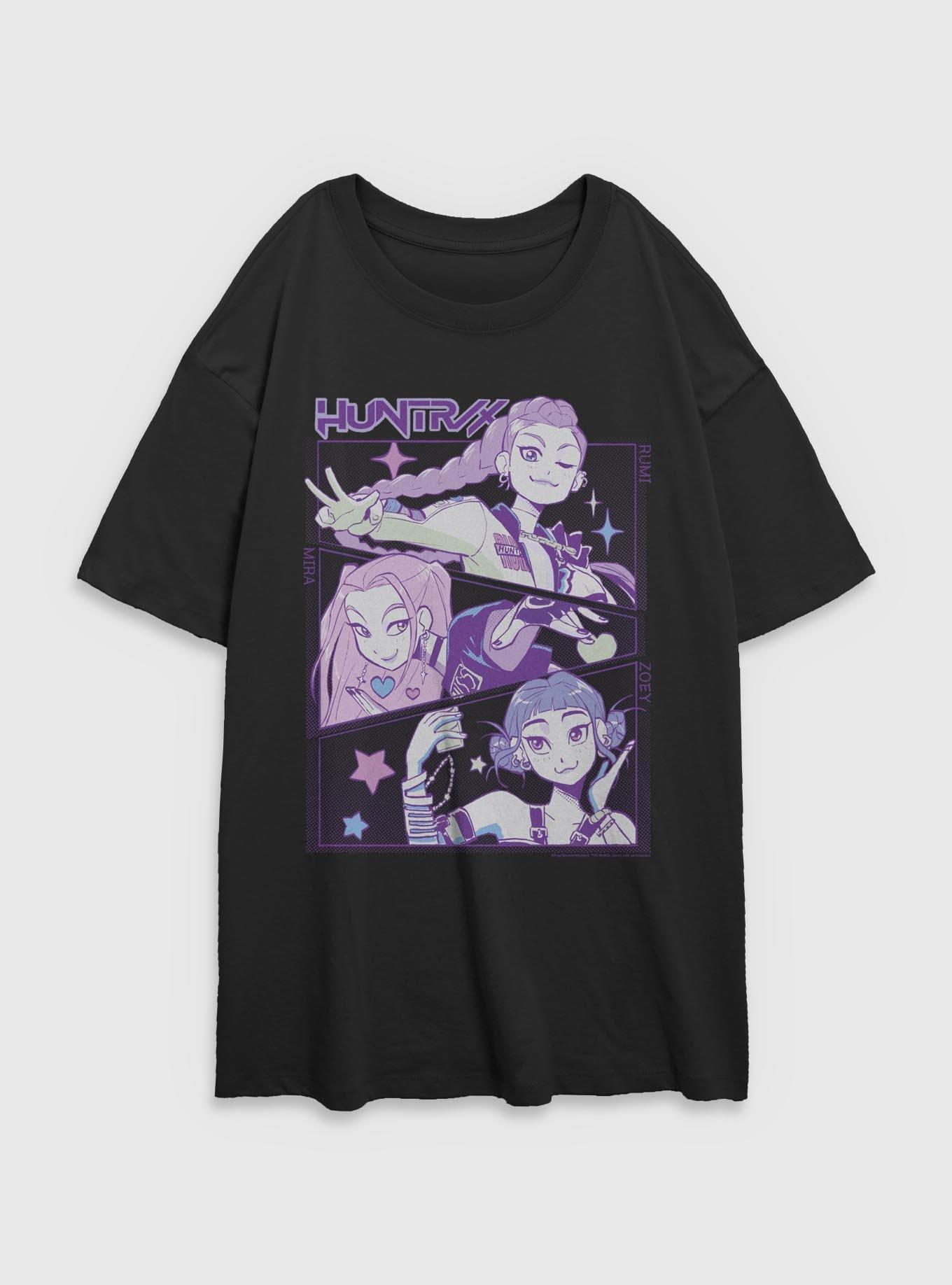 KPop Demon Hunters Huntrix Group Panels Womens Oversized T-Shirt