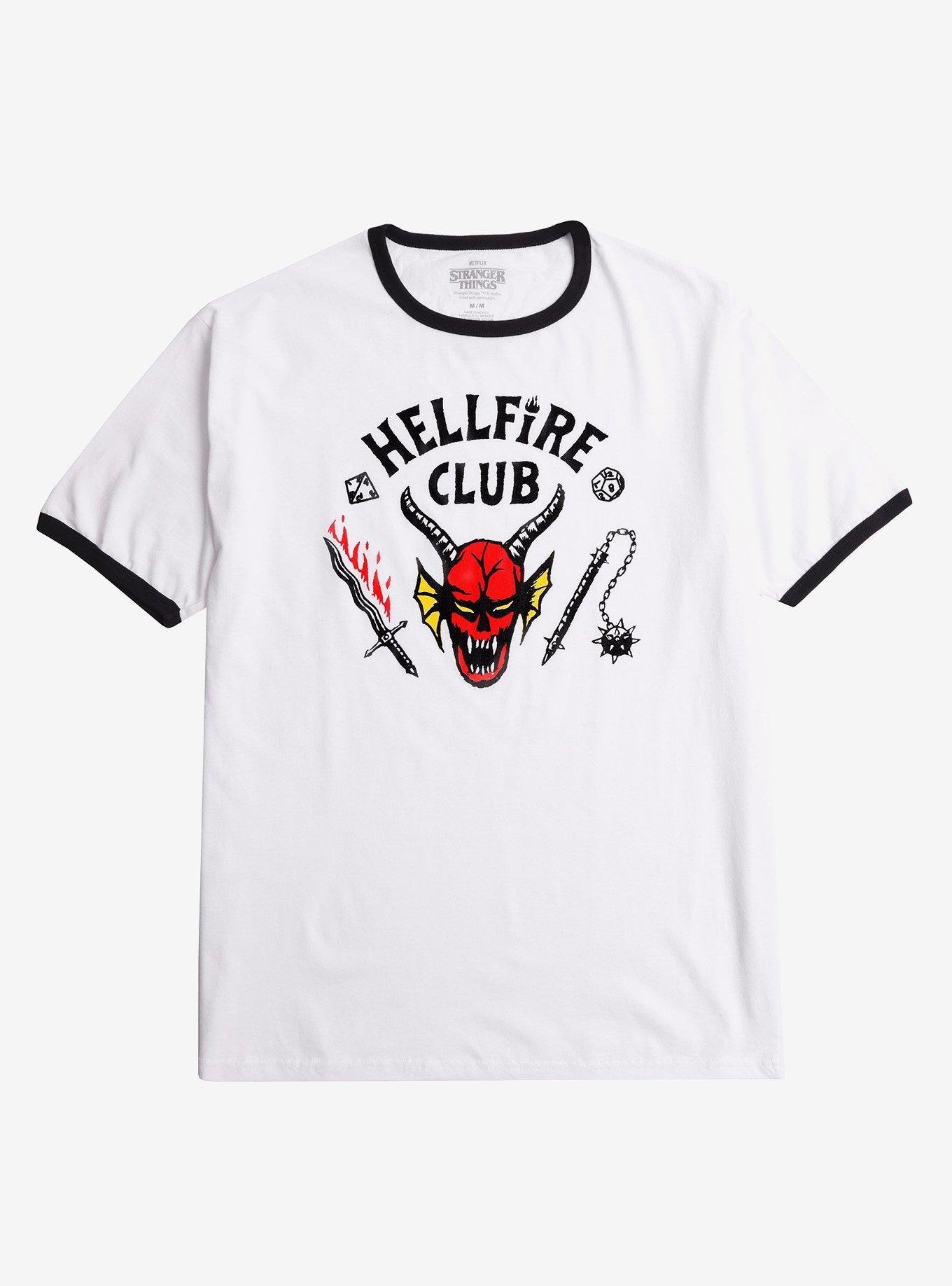 Stranger Things Hellfire Club Black & White Ringer T-Shirt, , hi-res