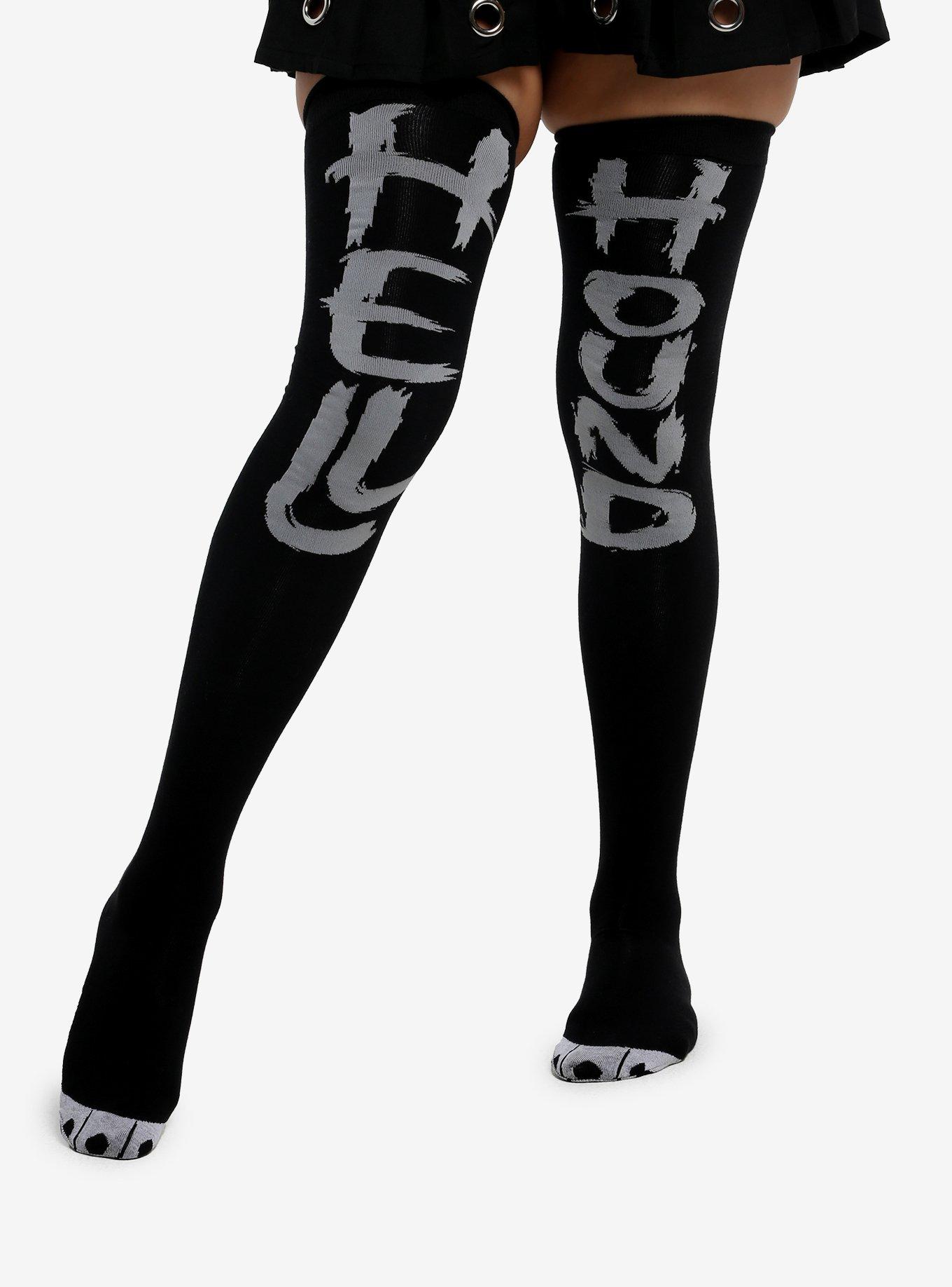 Helluva Boss Loona Hellhound Mismatch Over-The-Knee Socks, , hi-res