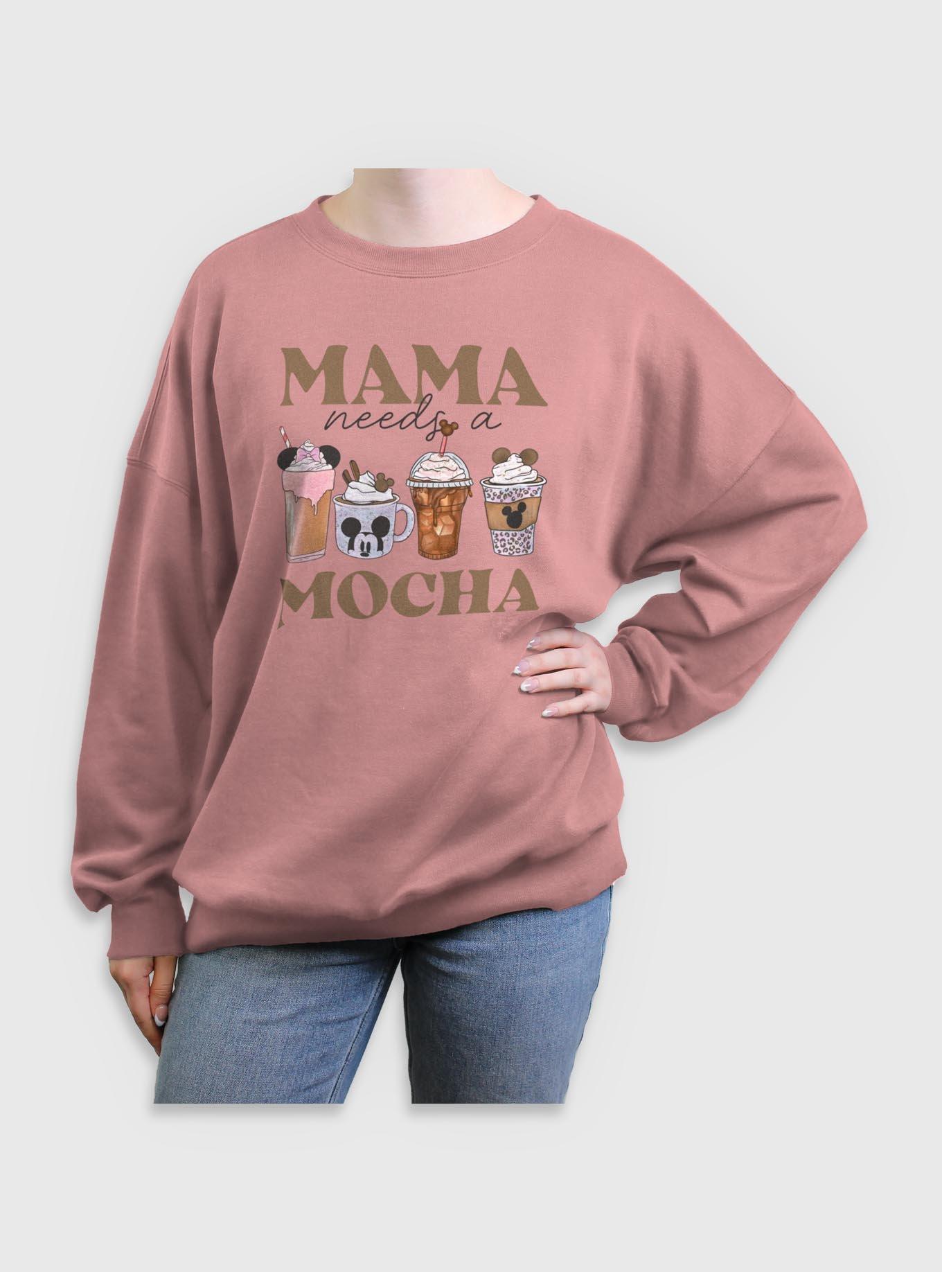 Disney Mickey Mouse Mama Needs A Mocha Womens Oversized Sweatshirt, , hi-res