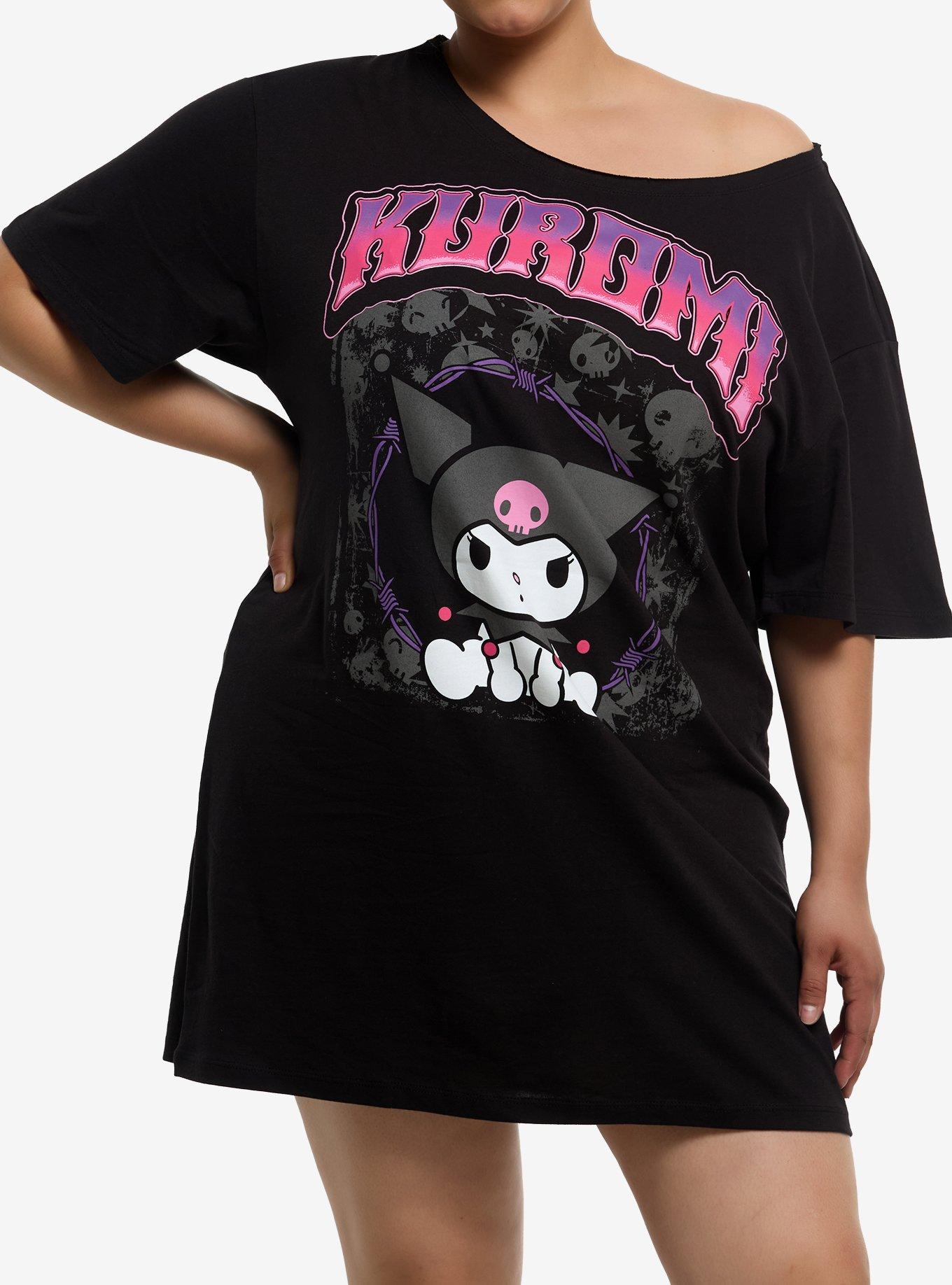 Kuromi Off-Shoulder T-Shirt Dress Plus Size, , hi-res