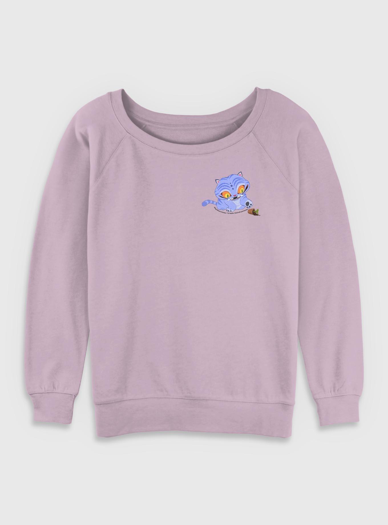 KPop Demon Hunters Chibi Derpy Tiger And Plant Corner Womens Slouchy Sweatshirt, , hi-res