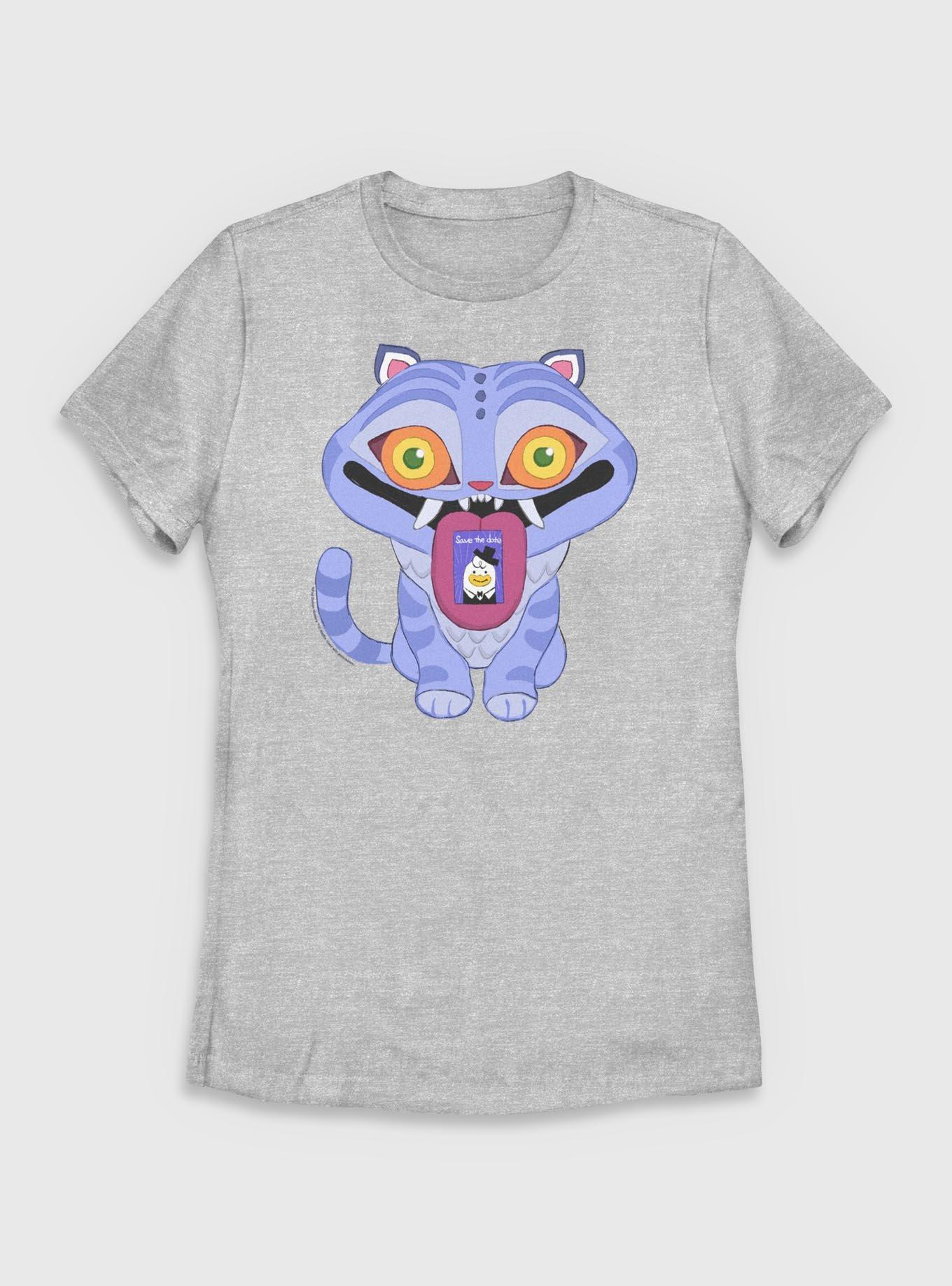 KPop Demon Hunters Chibi Derpy Tiger Save The Date Message Womens T-Shirt, , hi-res