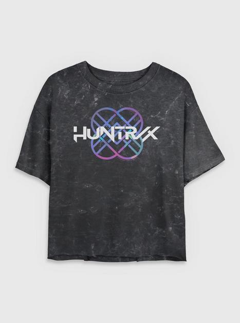 KPop Demon Hunters Huntrix Logo Mineral Wash Womens Crop T-Shirt | BoxLunch