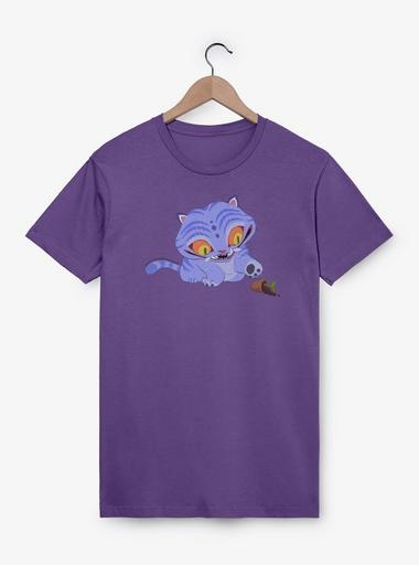 KPop Demon Hunters Chibi Derpy Tiger And Plant T-Shirt - PURPLE
