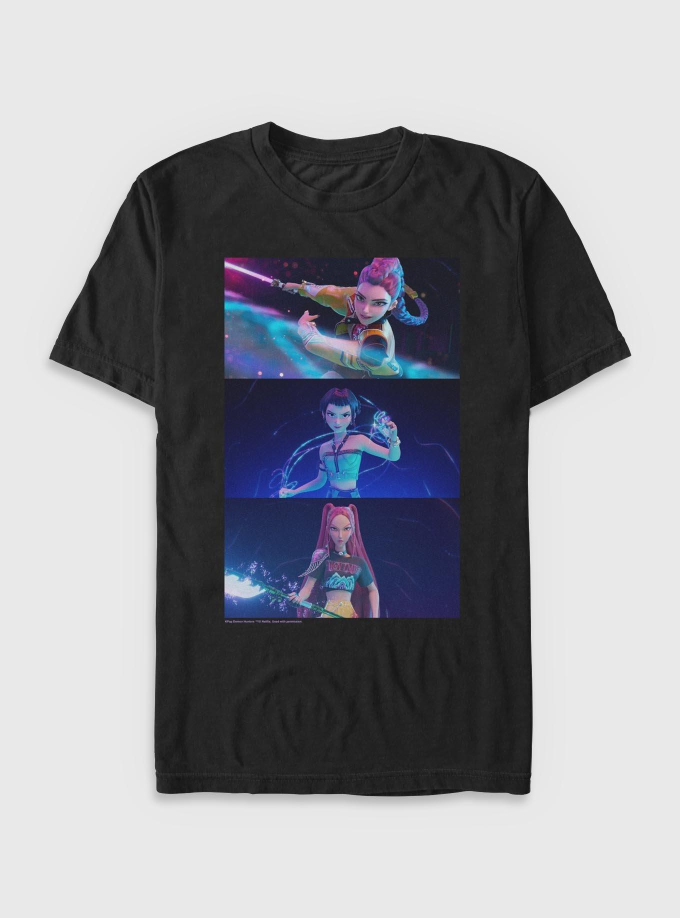 KPop Demon Hunters Huntrix Crew Panels T-Shirt, BLACK, hi-res