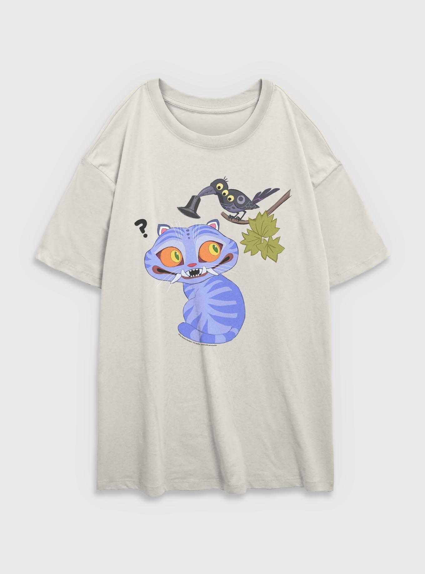 KPop Demon Hunters Derpy Tiger And Sussie Bird Girls Oversized T-Shirt, EGRET, hi-res