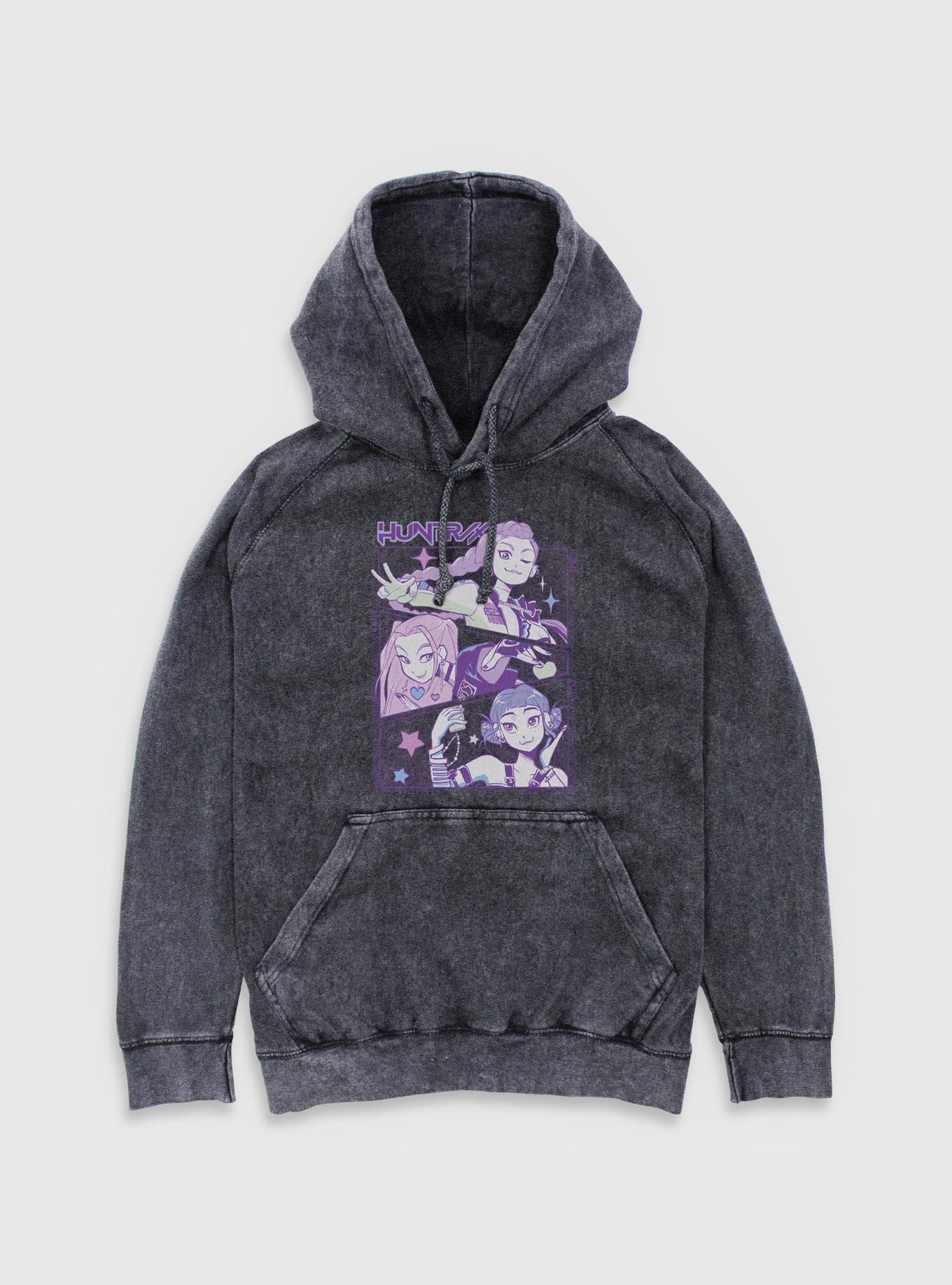 KPop Demon Hunters Huntrix Group Panels Mineral Wash Hoodie, , hi-res