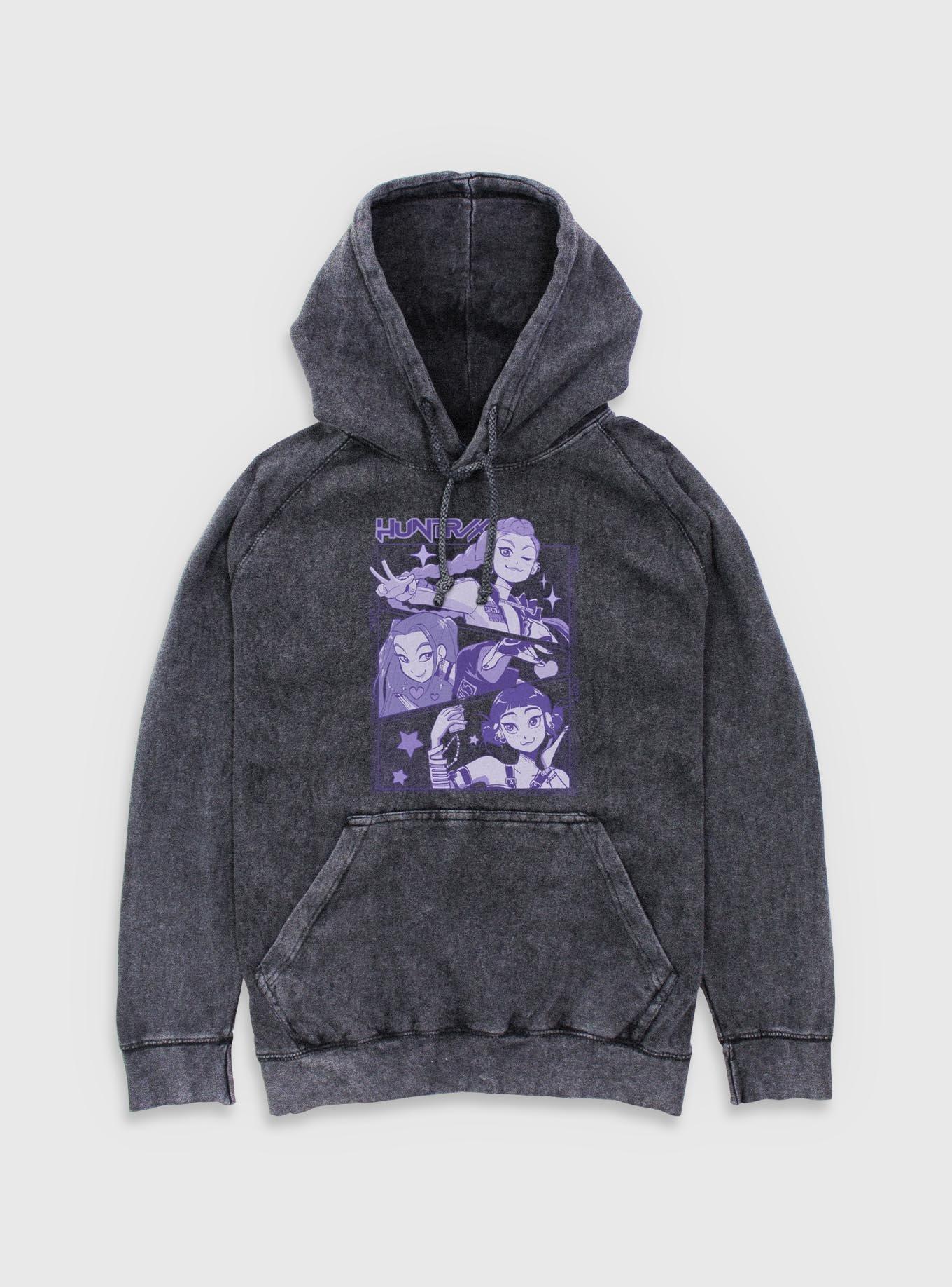 KPop Demon Hunters Huntrix Group Panels Mineral Wash Hoodie, , hi-res