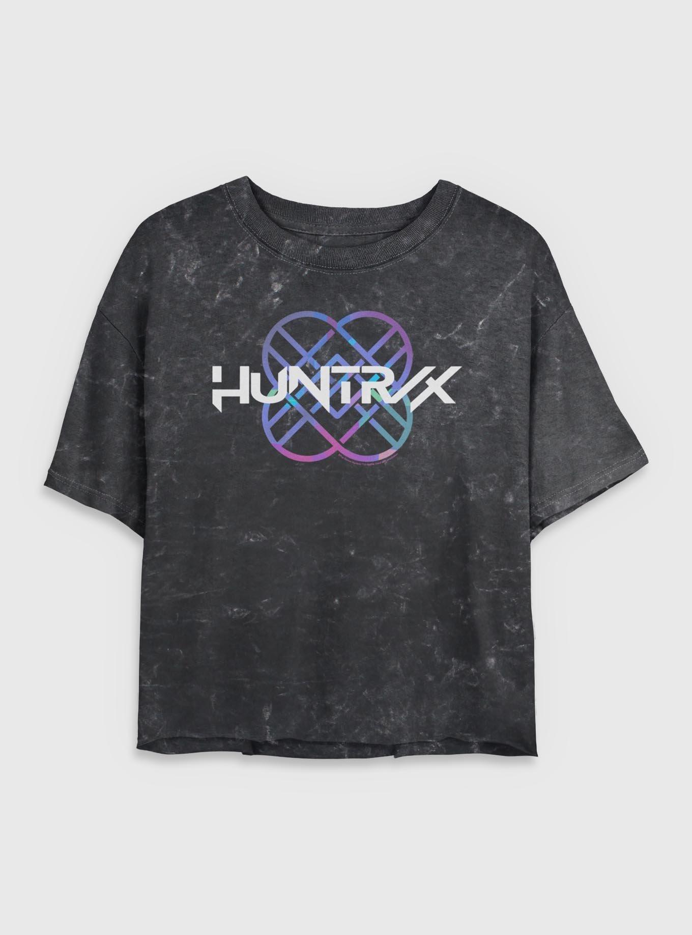 KPop Demon Hunters Huntrix Logo Girls Mineral Wash Crop T-Shirt, , hi-res