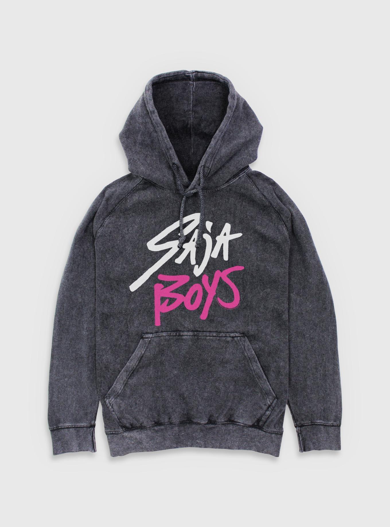 KPop Demon Hunters Saja Boys Logo Mineral Wash Hoodie - BLACK
