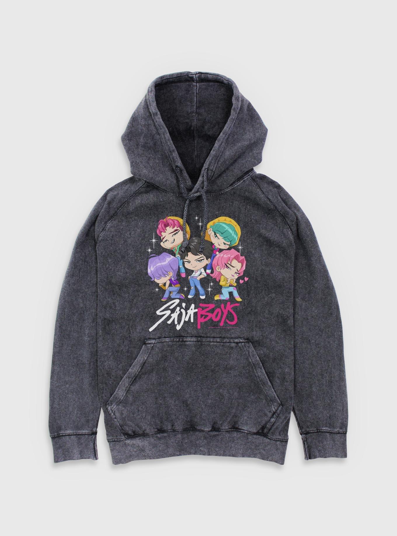 KPop Demon Hunters Saja Boys Chibi Group Mineral Wash Hoodie, , hi-res