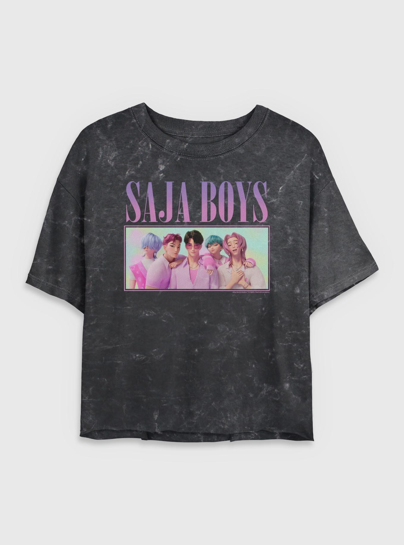 KPop Demon Hunters Saja Boys Group Girls Mineral Wash Crop T-Shirt, , hi-res