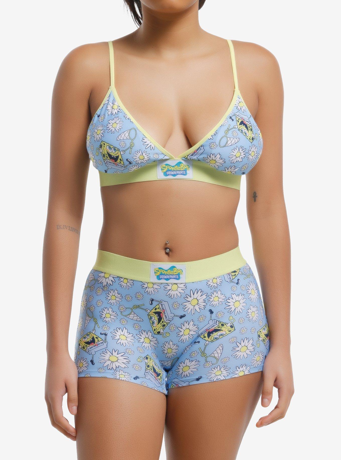 SpongeBob SquarePants Floral Bra & Boyshort Panty Set, , hi-res