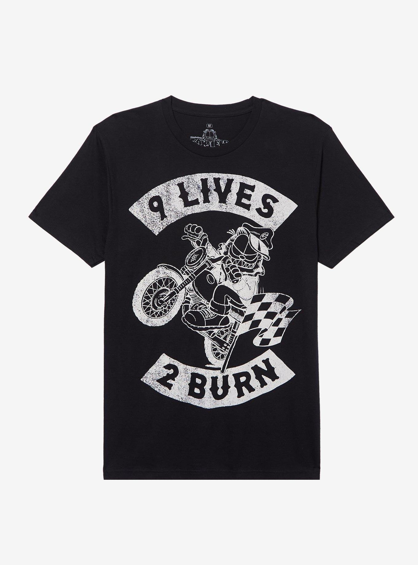 Garfield 9 Lives 2 Burn Motorcycle T-Shirt
