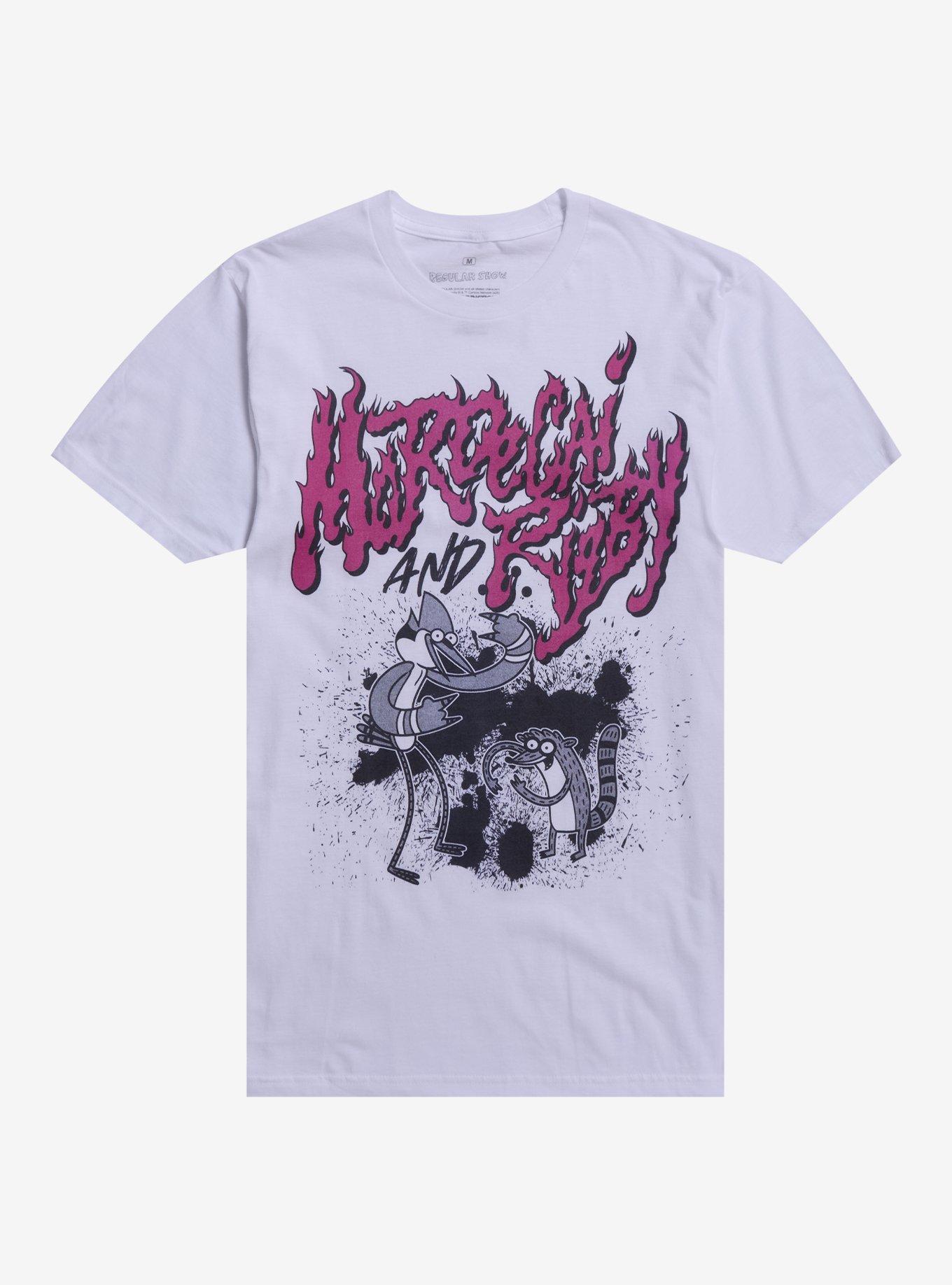 Regular Show Mordecai and Rigby Flame Font T-Shirt, , hi-res