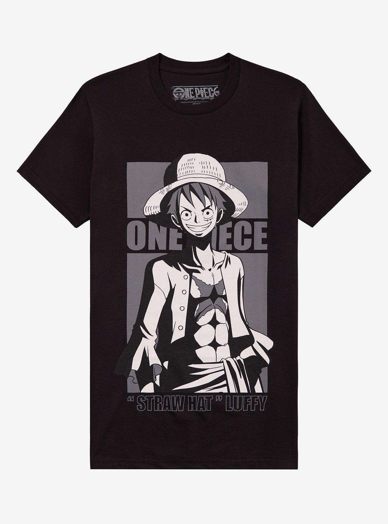 One Piece Luffy Black & White Portrait T-Shirt, , hi-res