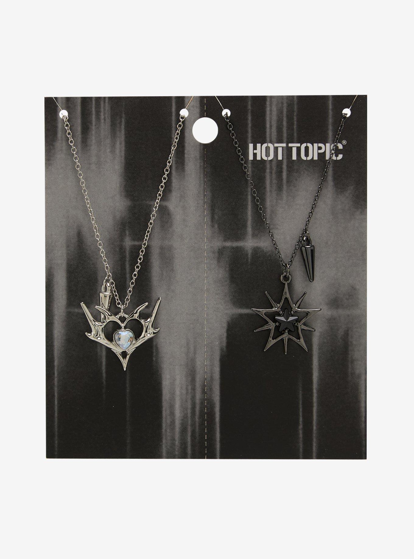 Spiky Heart & Star Best Friend Necklace Set, , hi-res
