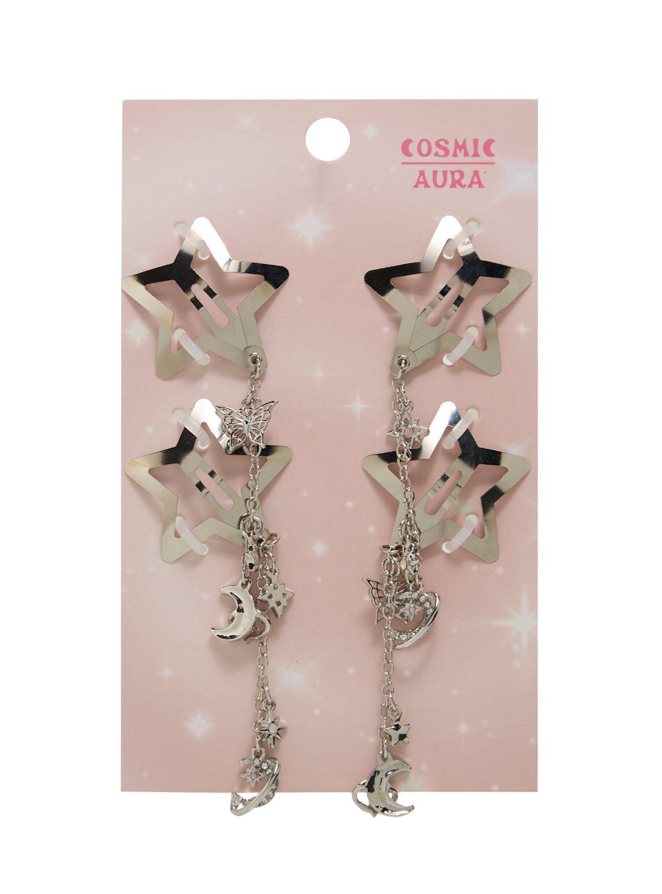 Cosmic Aura Star Dangle Charm Hair Clip Set, , hi-res