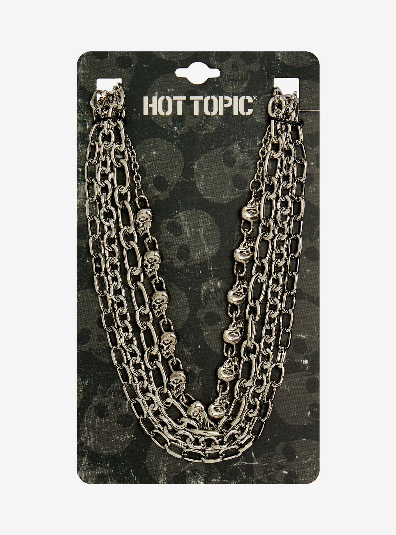 Skull Chain Layered Necklace Set, , hi-res