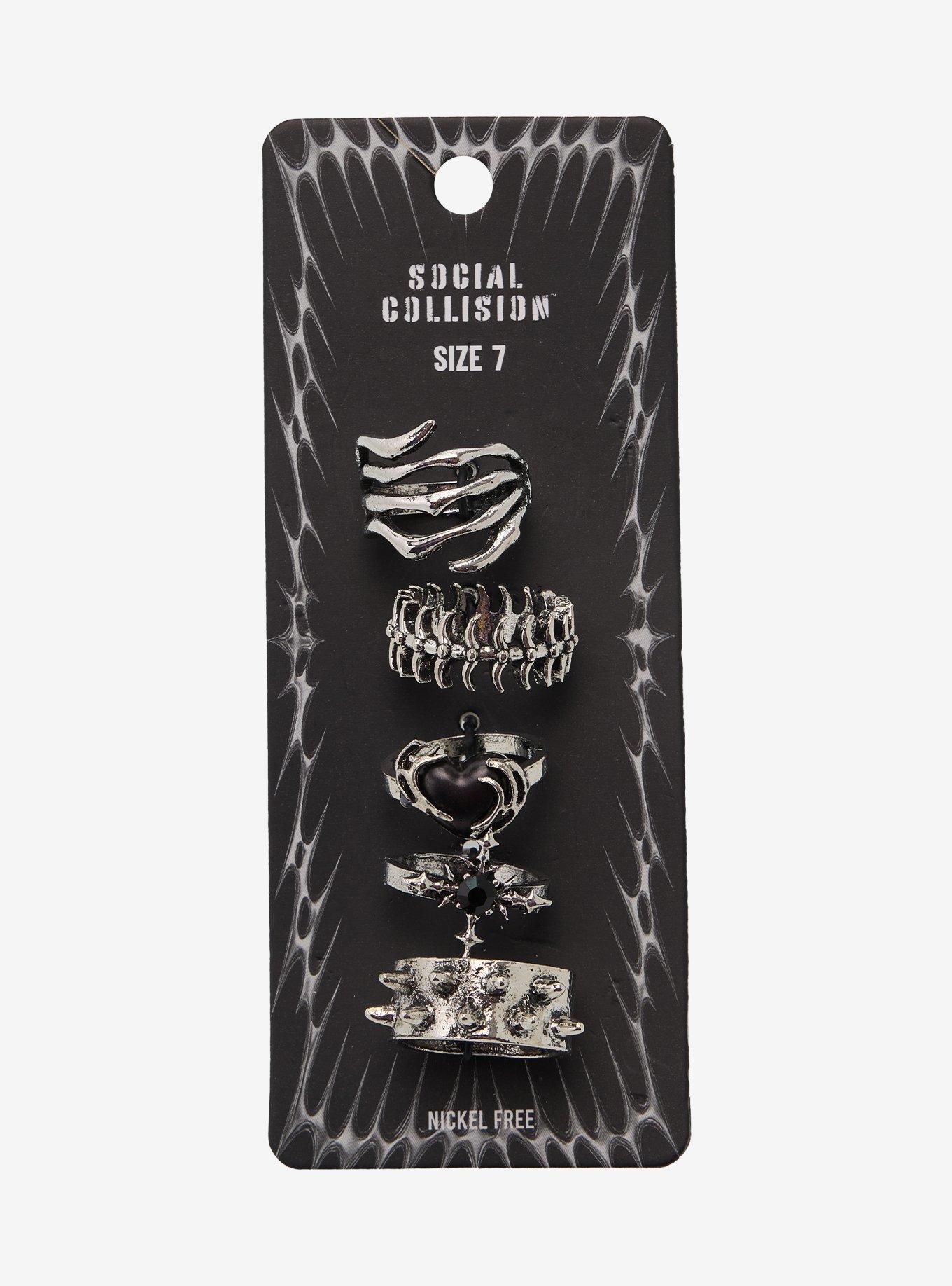 Social Collision Cyber Spike Cross Ring Set, , hi-res