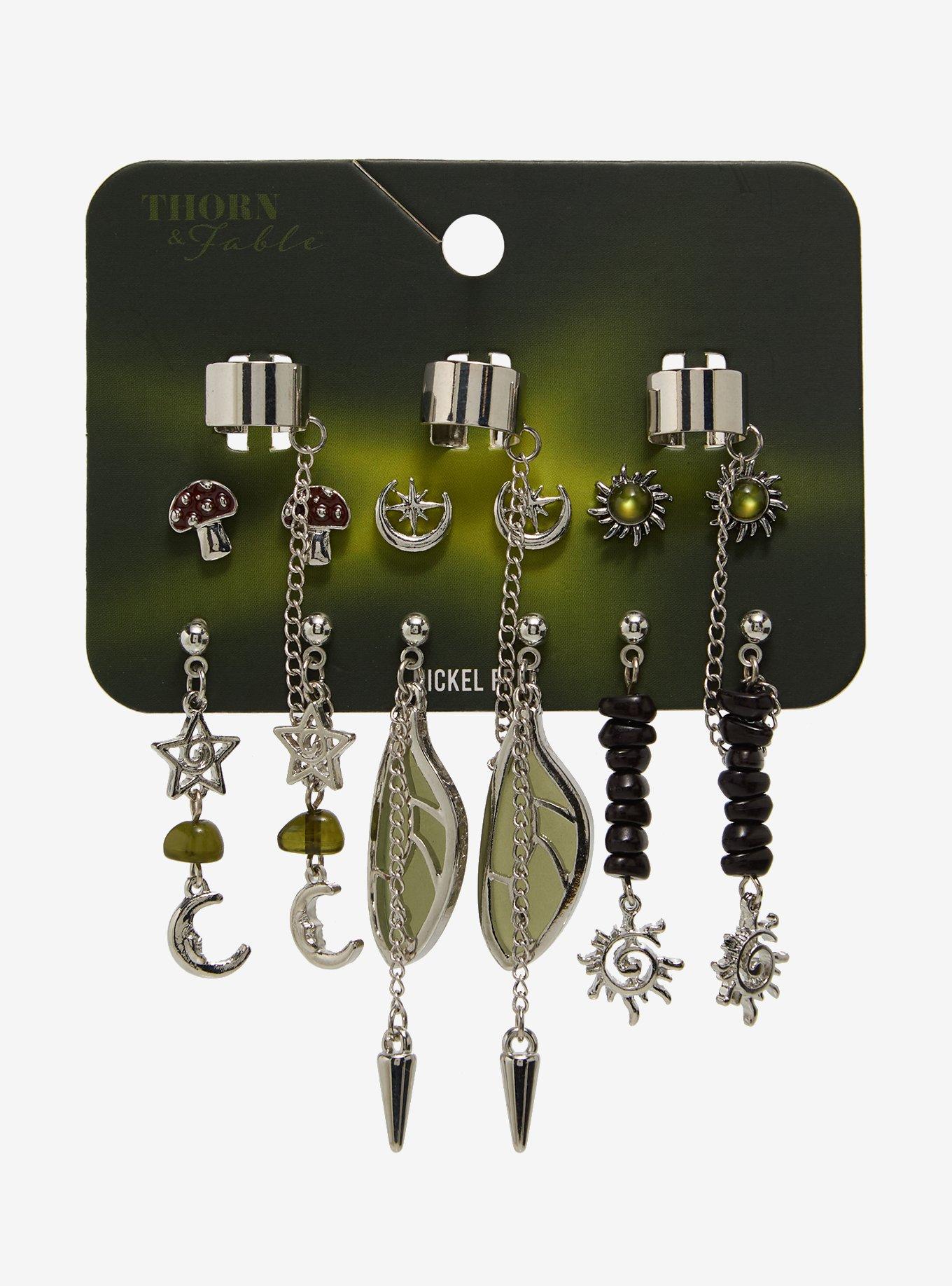 Thorn & Fable Grunge Butterfly Cuff Earring Set, , hi-res