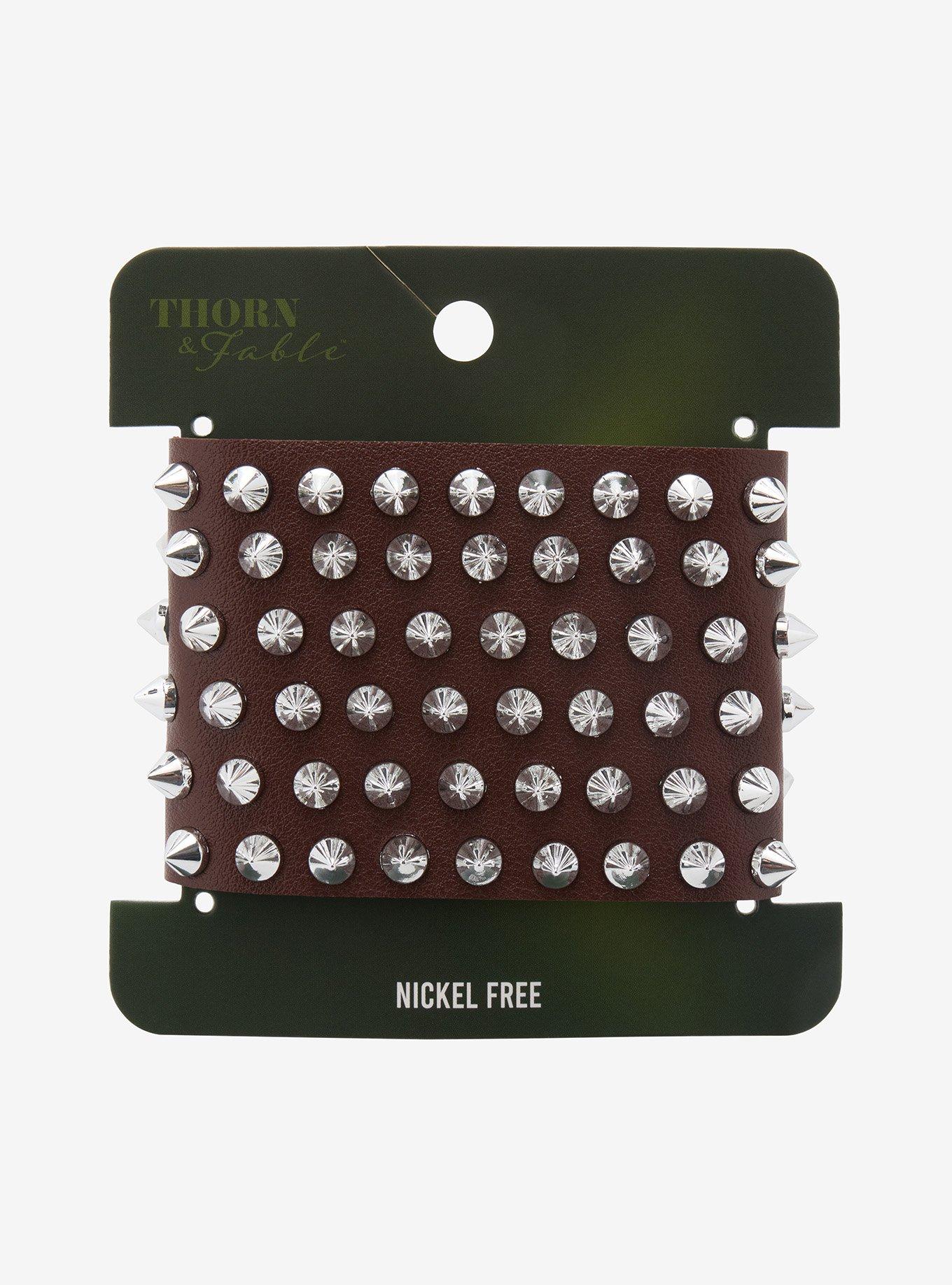 Thorn & Fable Brown & Silver Spike Cuff Bracelet, , hi-res