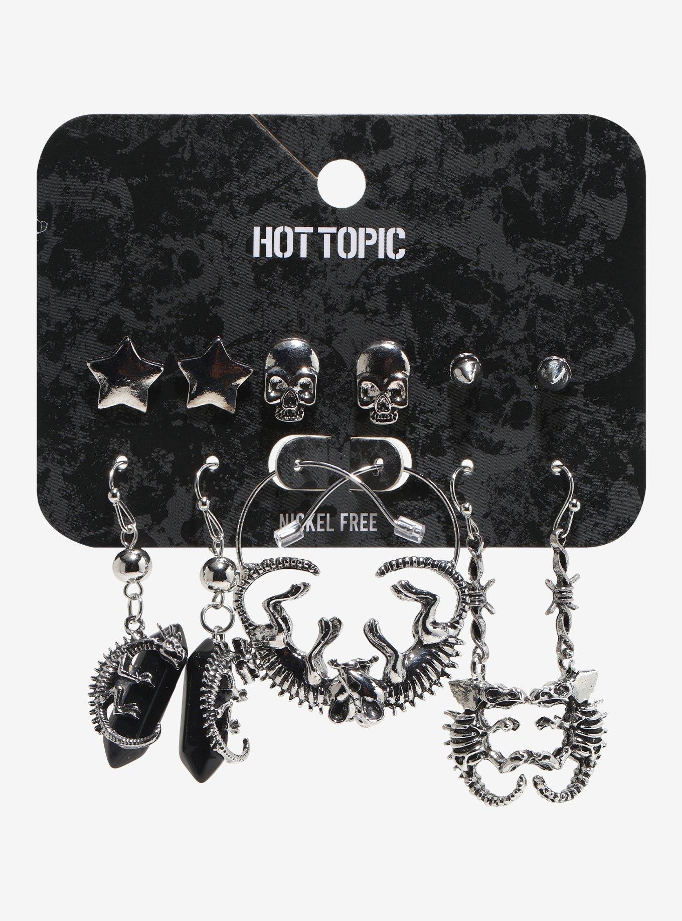 Creature Skeleton Skull Star Earring Set, , hi-res