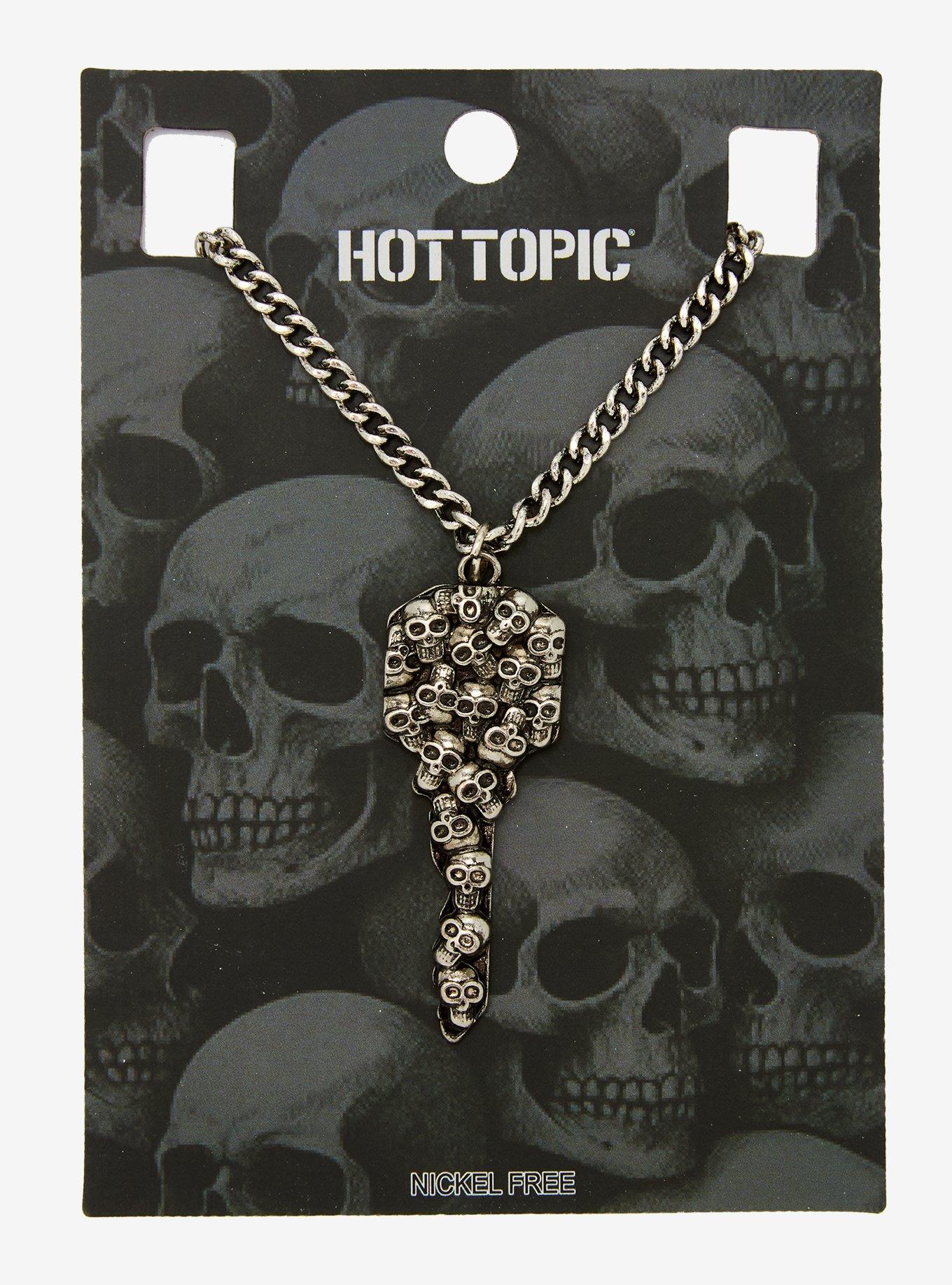 Skull Key Pendant Necklace, , hi-res